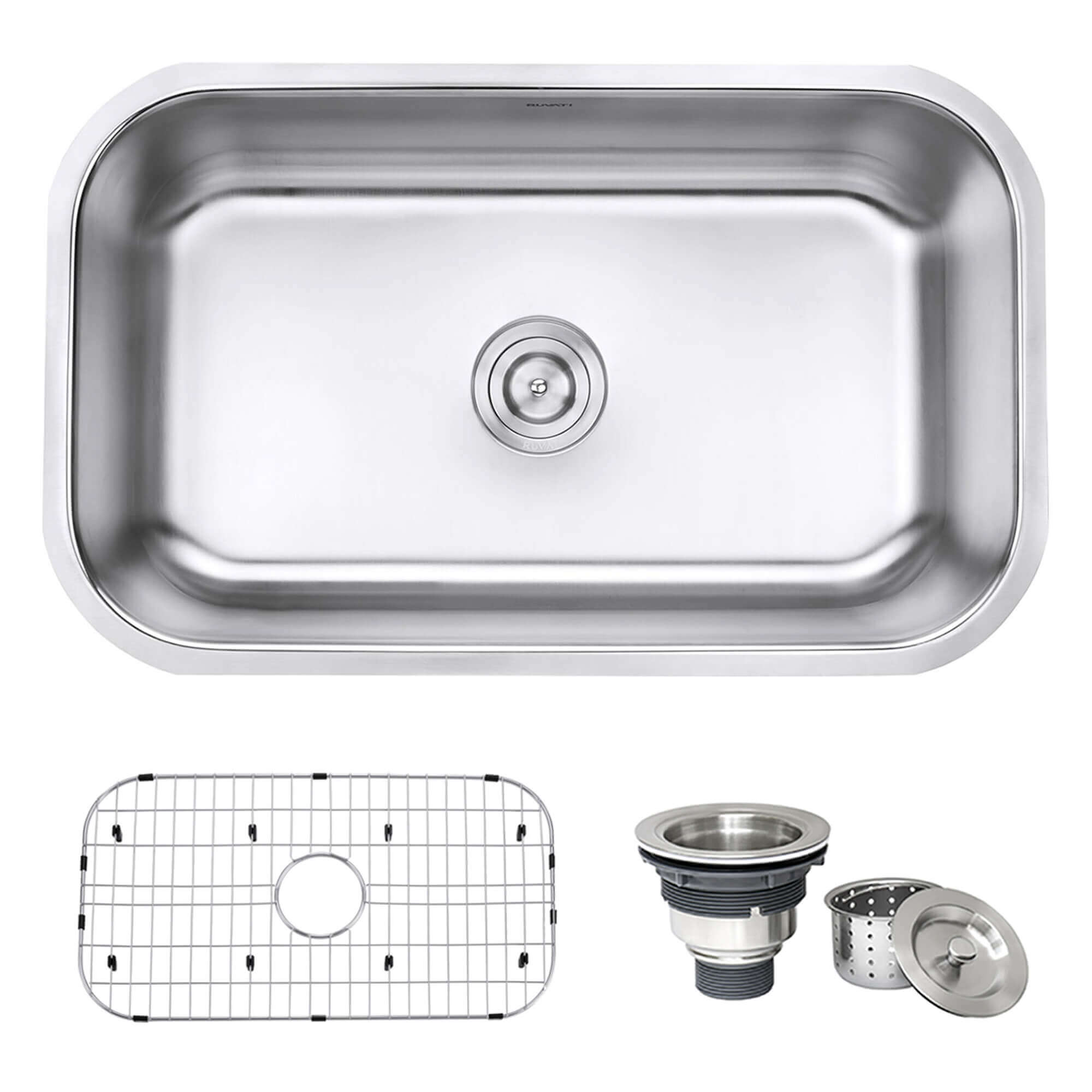 Alternate Image for Ruvati Parmi 30" Undermount Stainless Steel Kitchen Sink, 16 Gauge, RVM4250