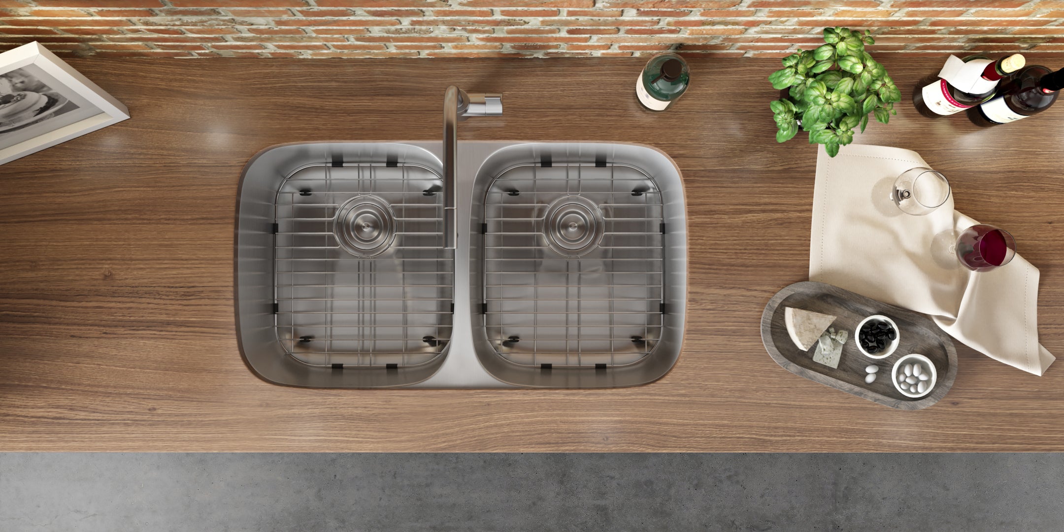 Alternate Image for Ruvati Parmi 32" Undermount Stainless Steel Kitchen Sink, 50/50 Double Bowl, 16 Gauge, RVM4300