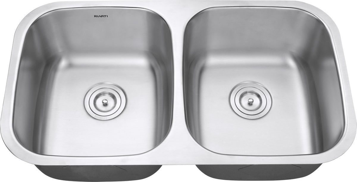 Alternate Image for Ruvati Parmi 32" Undermount Stainless Steel Kitchen Sink, 50/50 Double Bowl, 16 Gauge, RVM4300