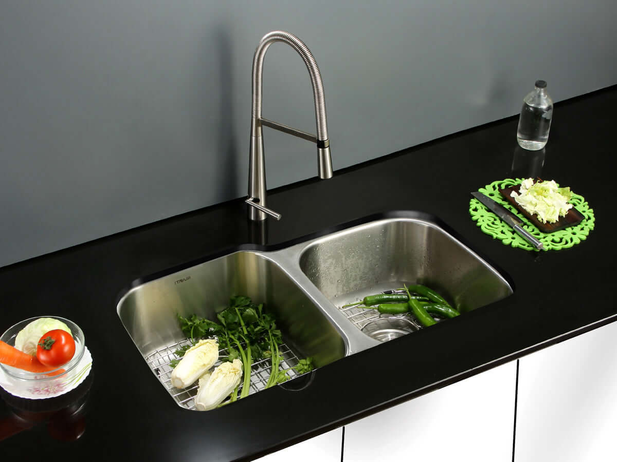 Alternate Image for Ruvati Parmi 32" Undermount Stainless Steel Kitchen Sink, 60/40 Double Bowl, 16 Gauge, RVM4310
