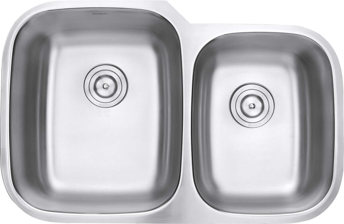 Alternate Image for Ruvati Parmi 32" Undermount Stainless Steel Kitchen Sink, 60/40 Double Bowl, 16 Gauge, RVM4310