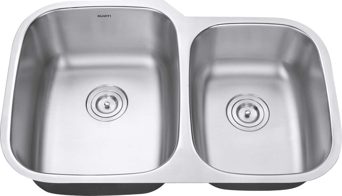 Alternate Image for Ruvati Parmi 32" Undermount Stainless Steel Kitchen Sink, 60/40 Double Bowl, 16 Gauge, RVM4310