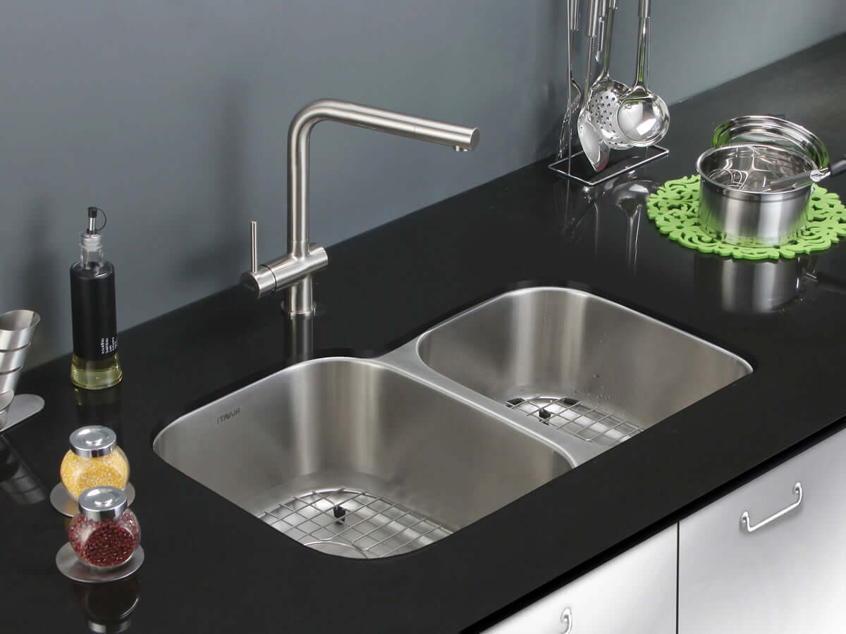 Alternate Image for Ruvati Parmi 32" Undermount Stainless Steel Kitchen Sink, 60/40 Double Bowl, 16 Gauge, RVM4310
