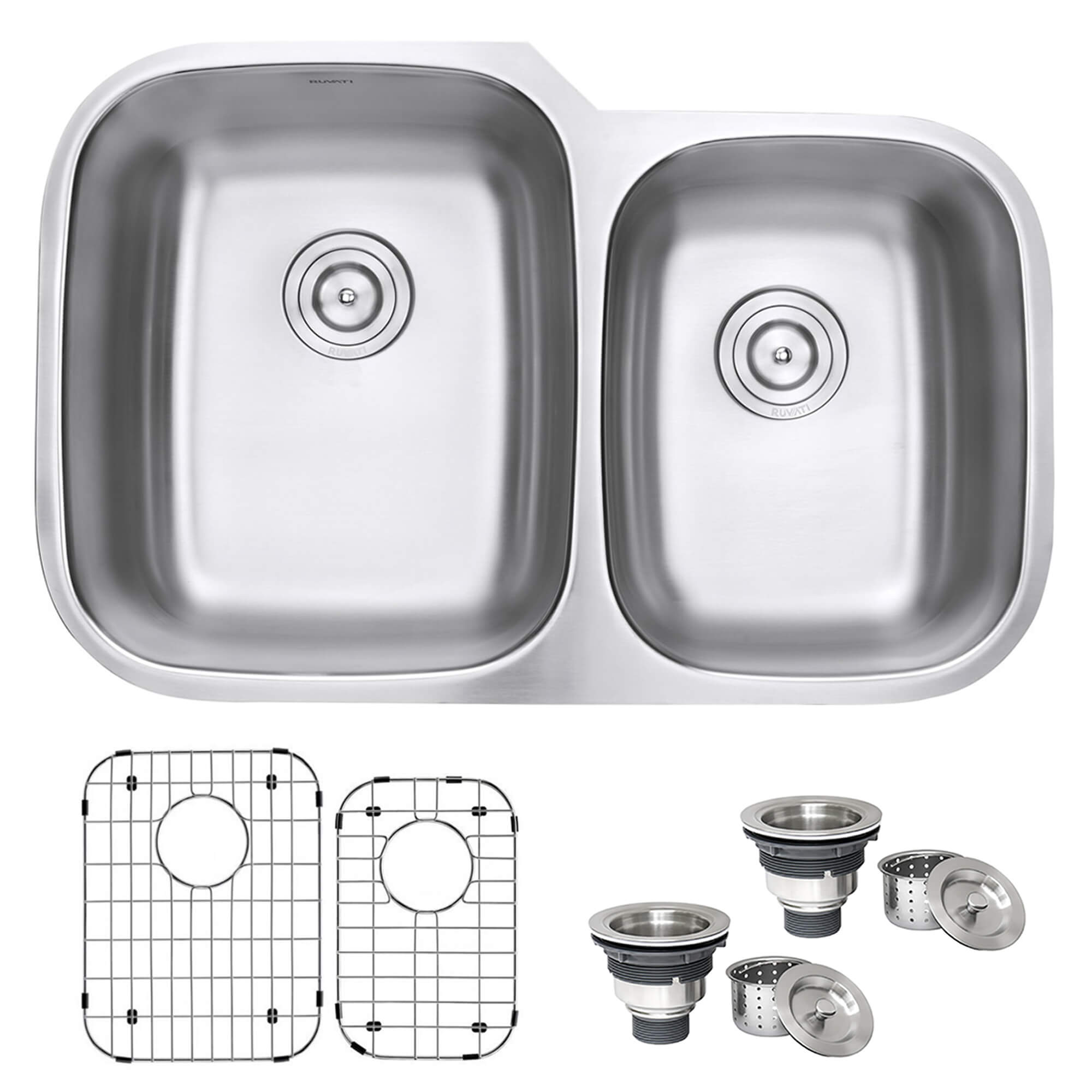 Alternative View of Ruvati Parmi 32" Undermount Stainless Steel Kitchen Sink, 60/40 Double Bowl, 16 Gauge, RVM4310