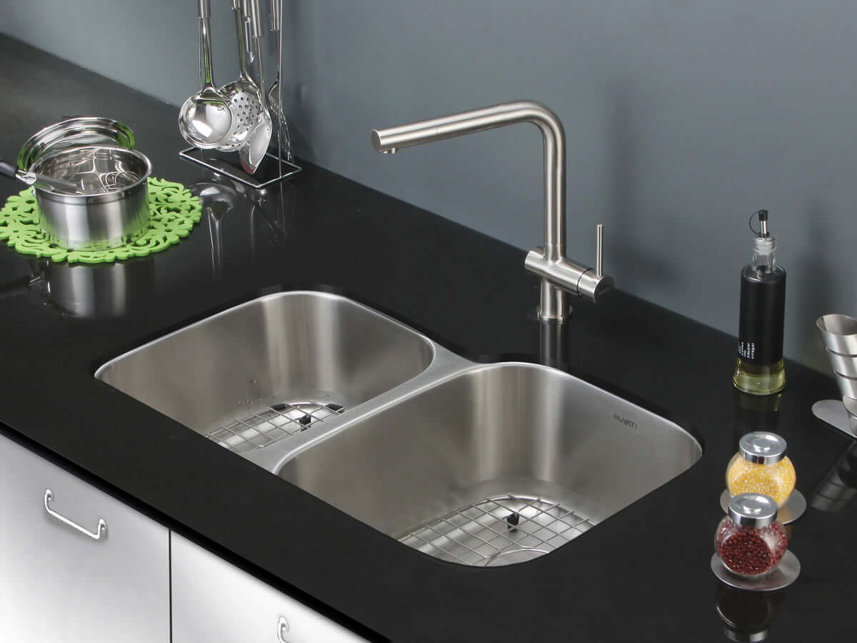 Alternate Image for Ruvati Parmi 32" Undermount Stainless Steel Kitchen Sink, 40/60 Double Bowl, 16 Gauge, RVM4315