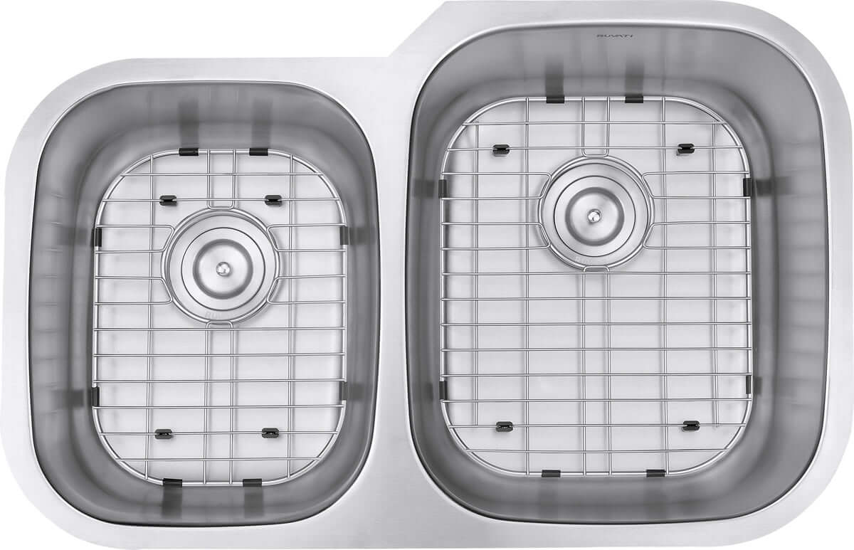 Alternate Image for Ruvati Parmi 32" Undermount Stainless Steel Kitchen Sink, 40/60 Double Bowl, 16 Gauge, RVM4315