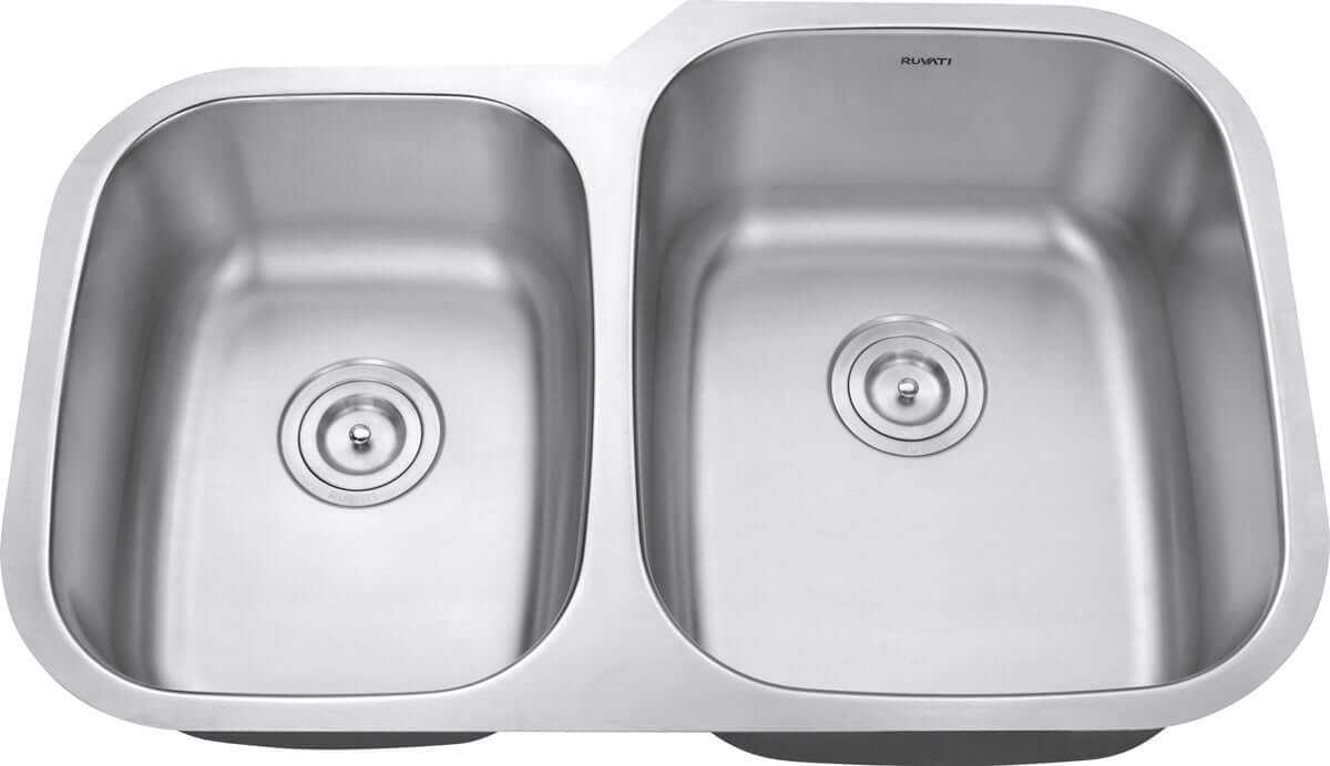 Alternate Image for Ruvati Parmi 32" Undermount Stainless Steel Kitchen Sink, 40/60 Double Bowl, 16 Gauge, RVM4315