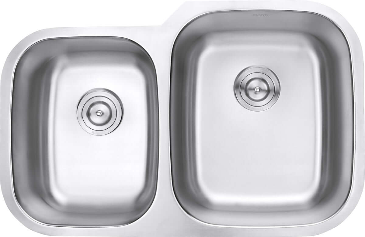 Alternate Image for Ruvati Parmi 32" Undermount Stainless Steel Kitchen Sink, 40/60 Double Bowl, 16 Gauge, RVM4315