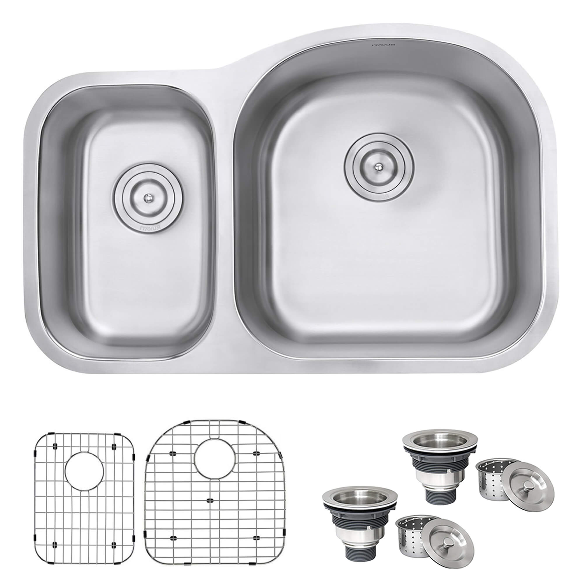 Alternate Image for Ruvati Parmi 32" Undermount Stainless Steel Kitchen Sink, 40/60 Double Bowl, 16 Gauge, RVM4405