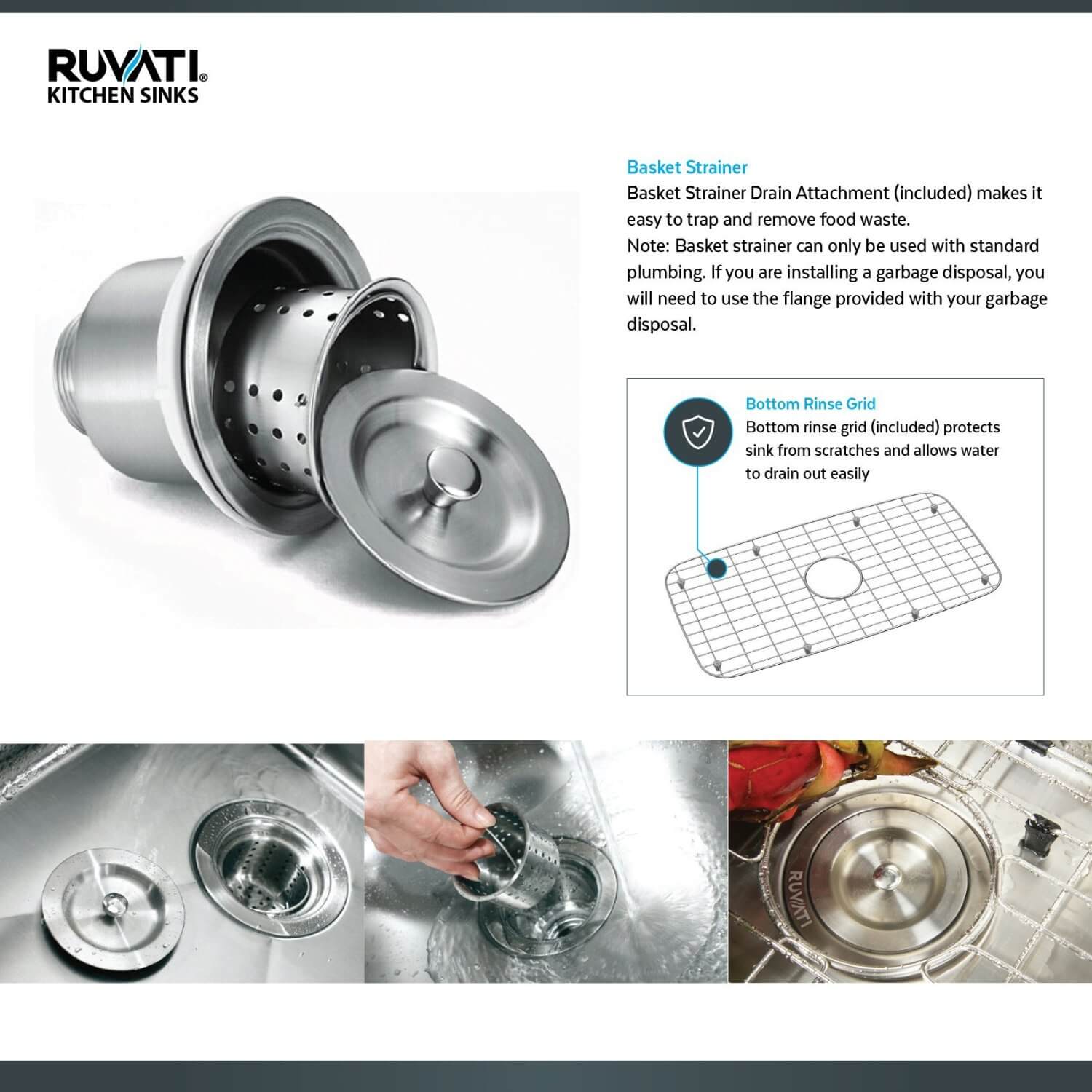 Alternate Image for Ruvati Parmi 32" Undermount Stainless Steel Kitchen Sink, 40/60 Double Bowl, 16 Gauge, RVM4405