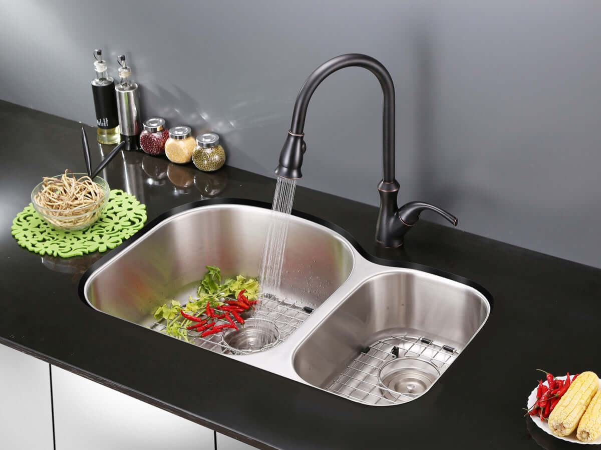 Alternate Image for Ruvati Parmi 34" Undermount Stainless Steel Kitchen Sink, 60/40 Double Bowl, 16 Gauge, RVM4600