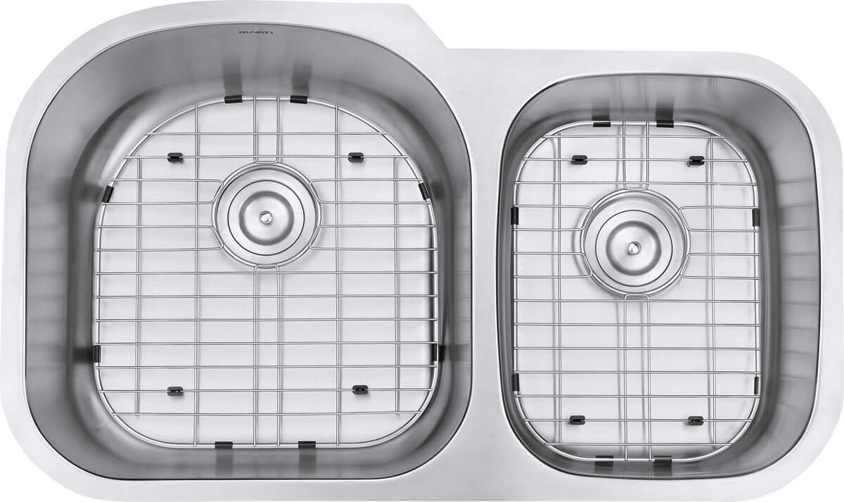 Alternate Image for Ruvati Parmi 34" Undermount Stainless Steel Kitchen Sink, 60/40 Double Bowl, 16 Gauge, RVM4600