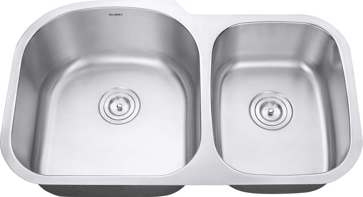 Alternate Image for Ruvati Parmi 34" Undermount Stainless Steel Kitchen Sink, 60/40 Double Bowl, 16 Gauge, RVM4600