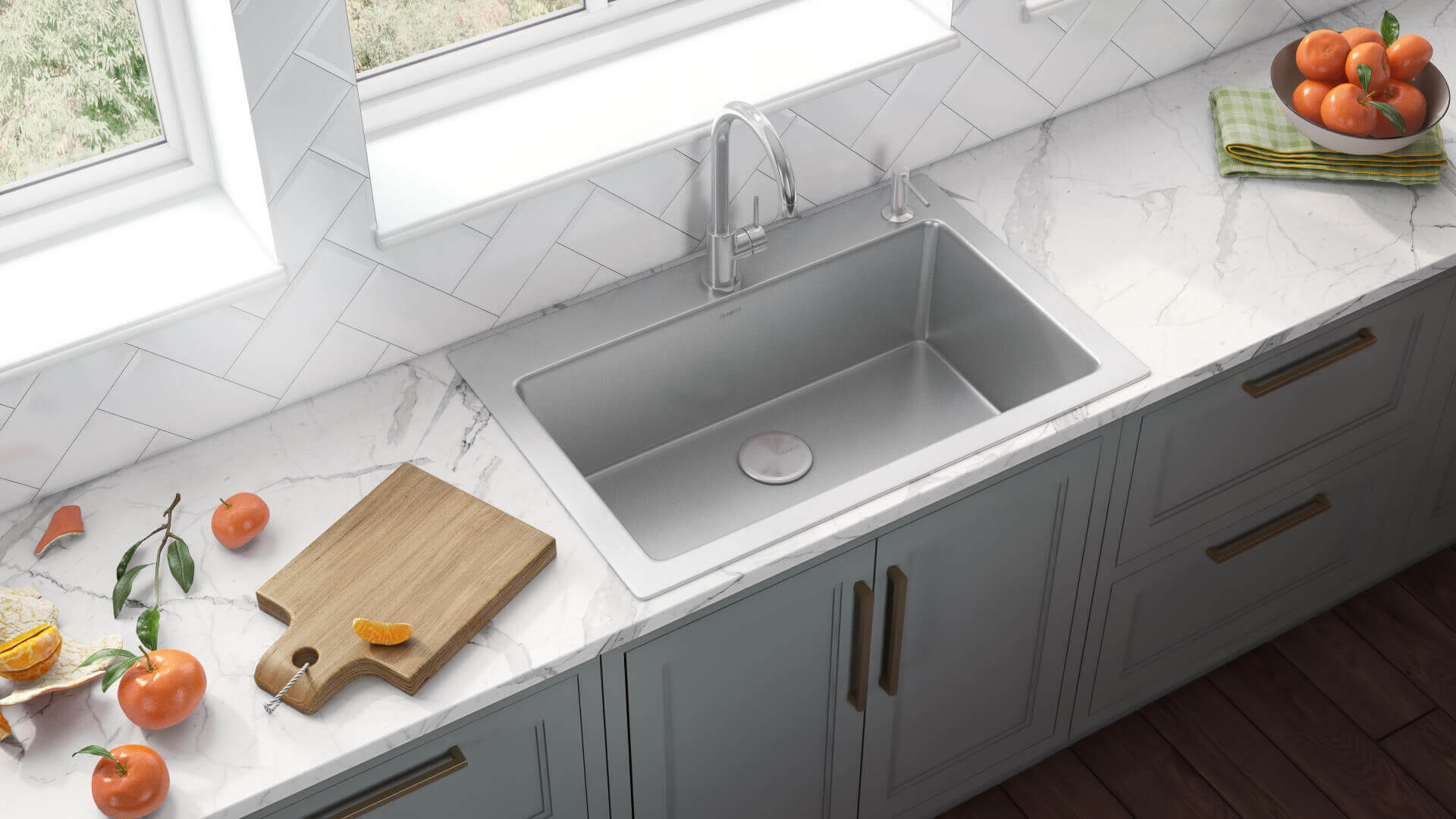 Alternate Image for Ruvati Modena 33" Drop-in Topmount Stainless Steel Kitchen Sink, 16 Gauge, RVM5001