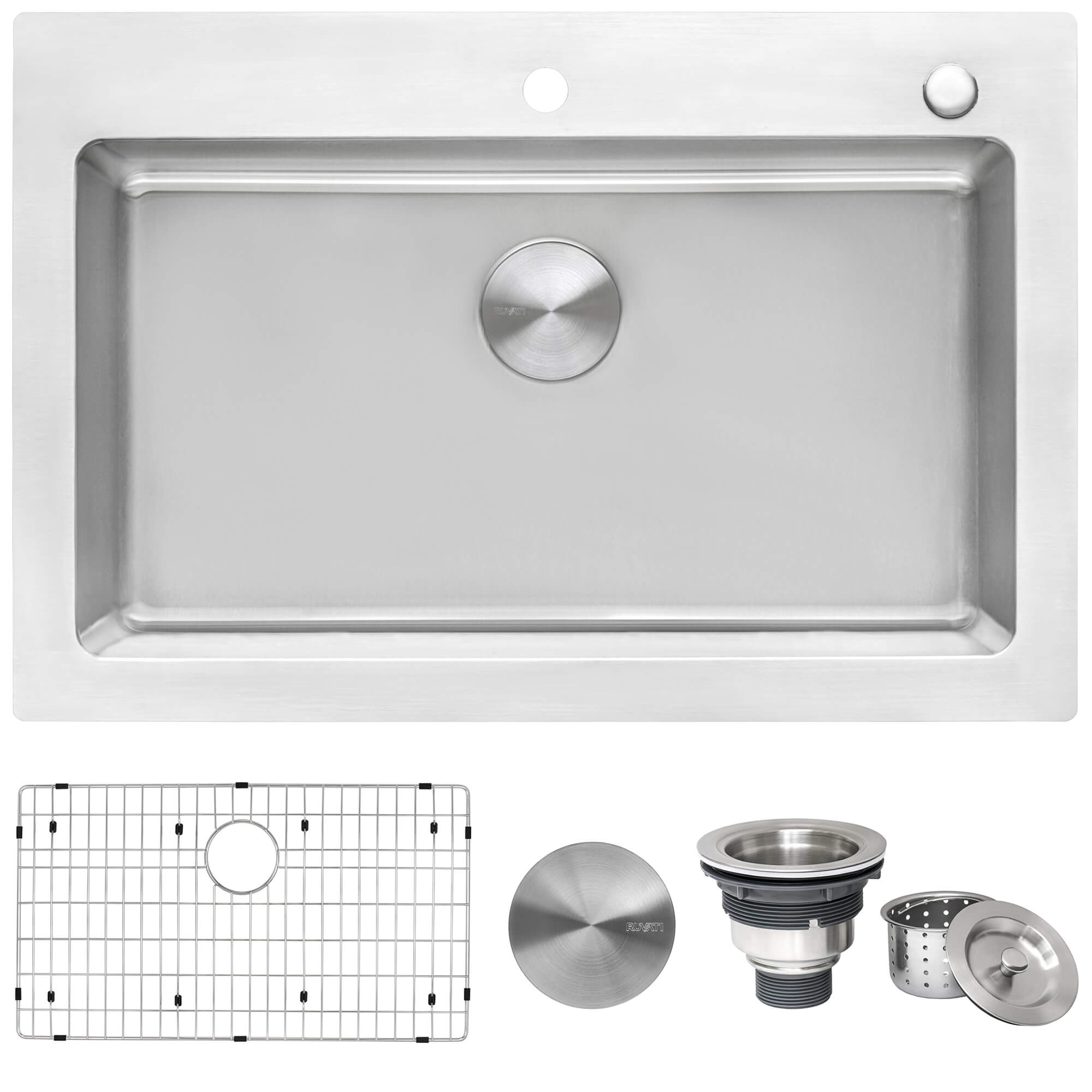 Alternative View of Ruvati Modena 33" Drop-in Topmount Stainless Steel Kitchen Sink, 16 Gauge, RVM5001