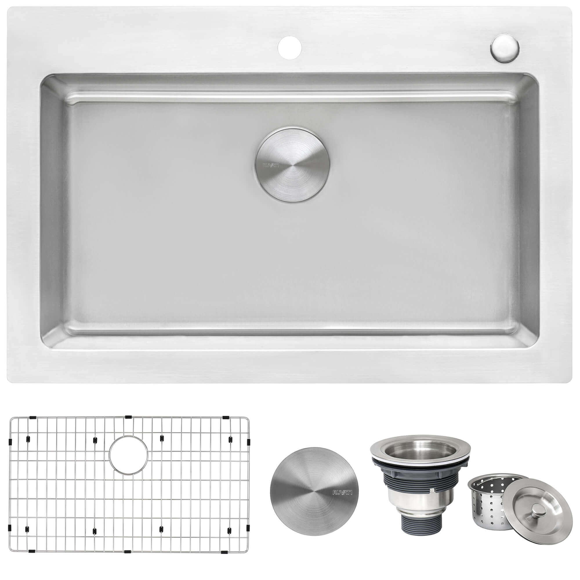 Alternate Image for Ruvati Modena 33" Drop-in Topmount Stainless Steel Kitchen Sink, 16 Gauge, RVM5001