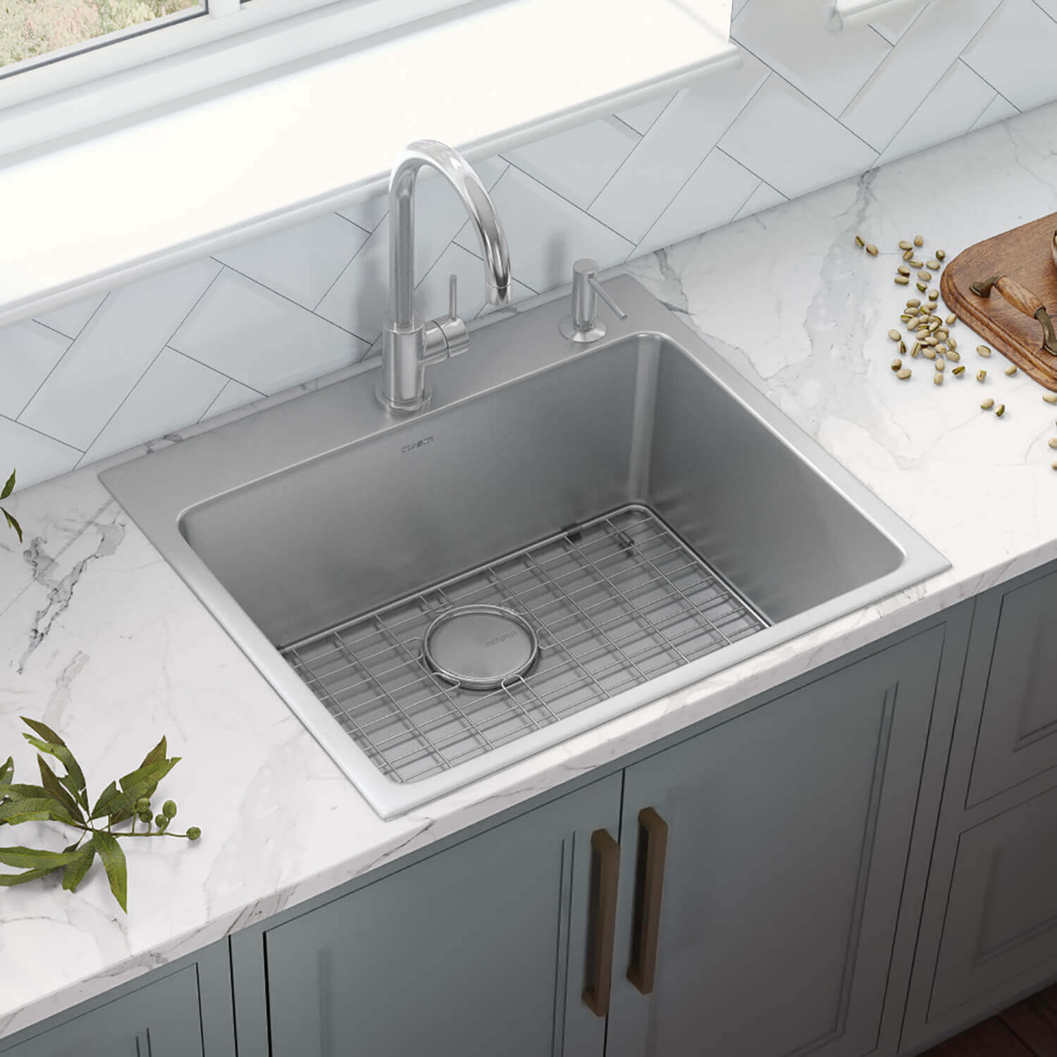 Alternate Image for Ruvati Modena 21-inch Drop-in Topmount Bar Prep Kitchen Sink 16 Gauge Stainless Steel Single Bowl, 16, RVM5021