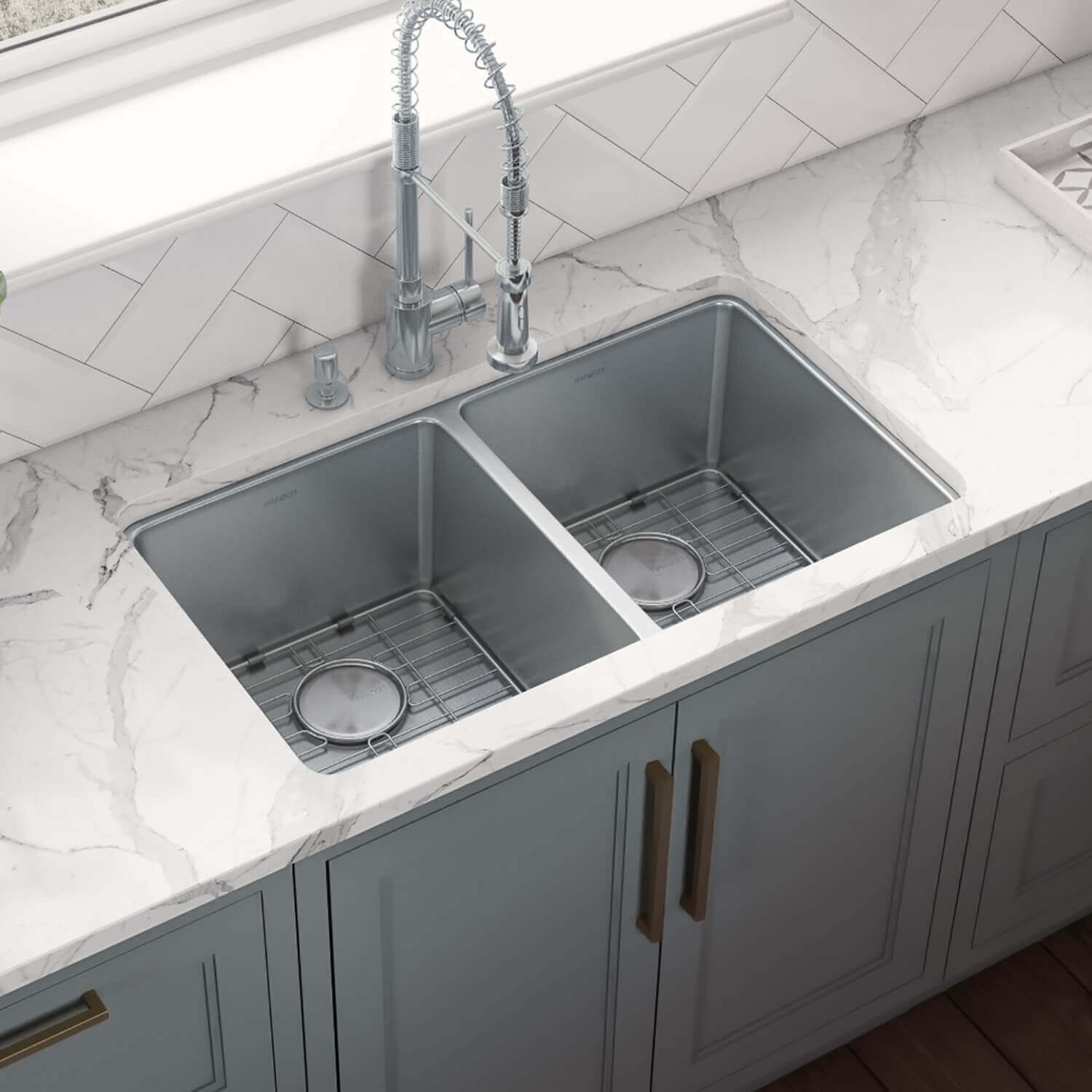 Alternate Image for Ruvati Modena 28" Undermount Stainless Steel Kitchen Sink, 50/50 Double Bowl, 16 Gauge, RVM5077
