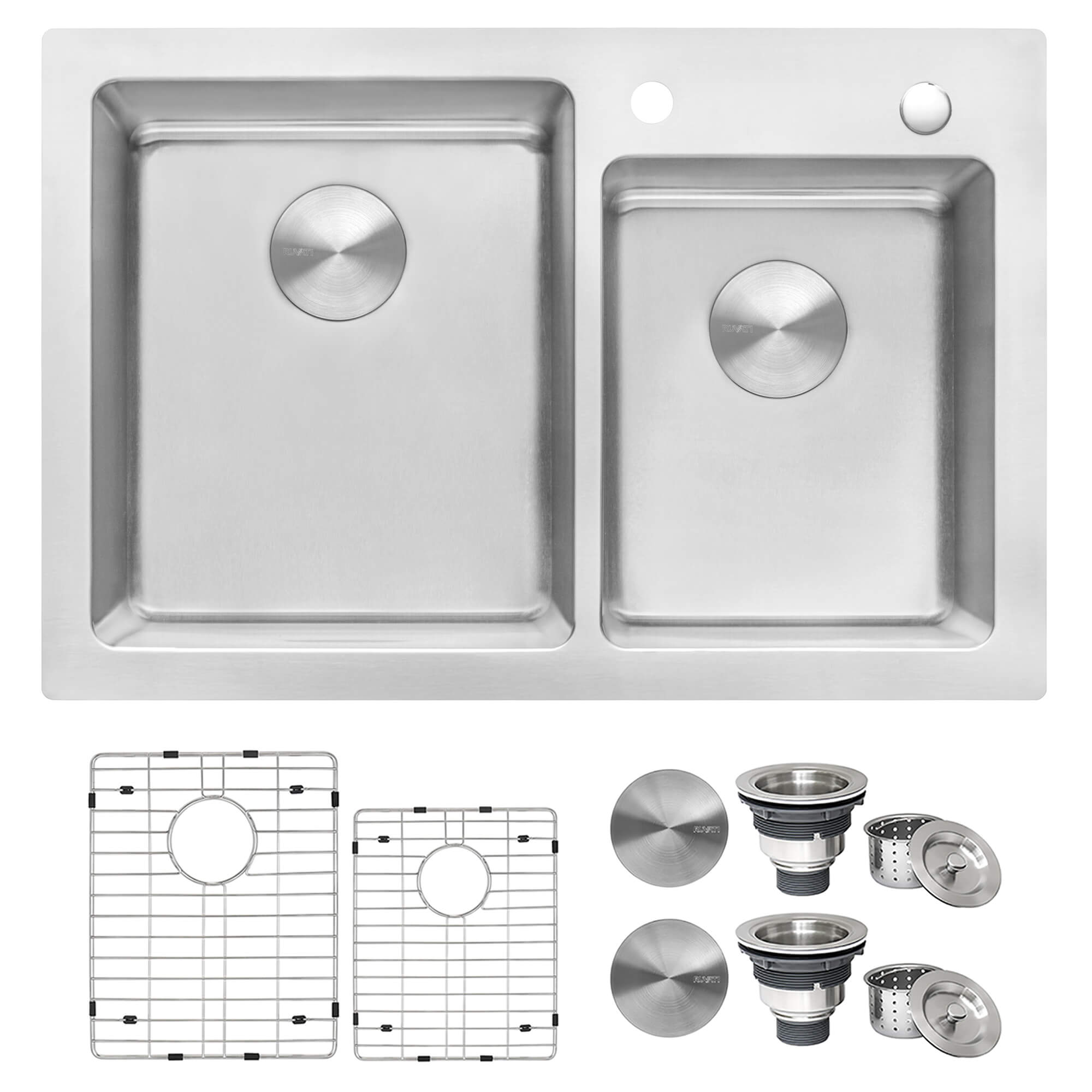 Alternative View of Ruvati Modena 33" Drop-in Topmount Stainless Steel Kitchen Sink, 60/40 Double Bowl, 16 Gauge, RVM5166