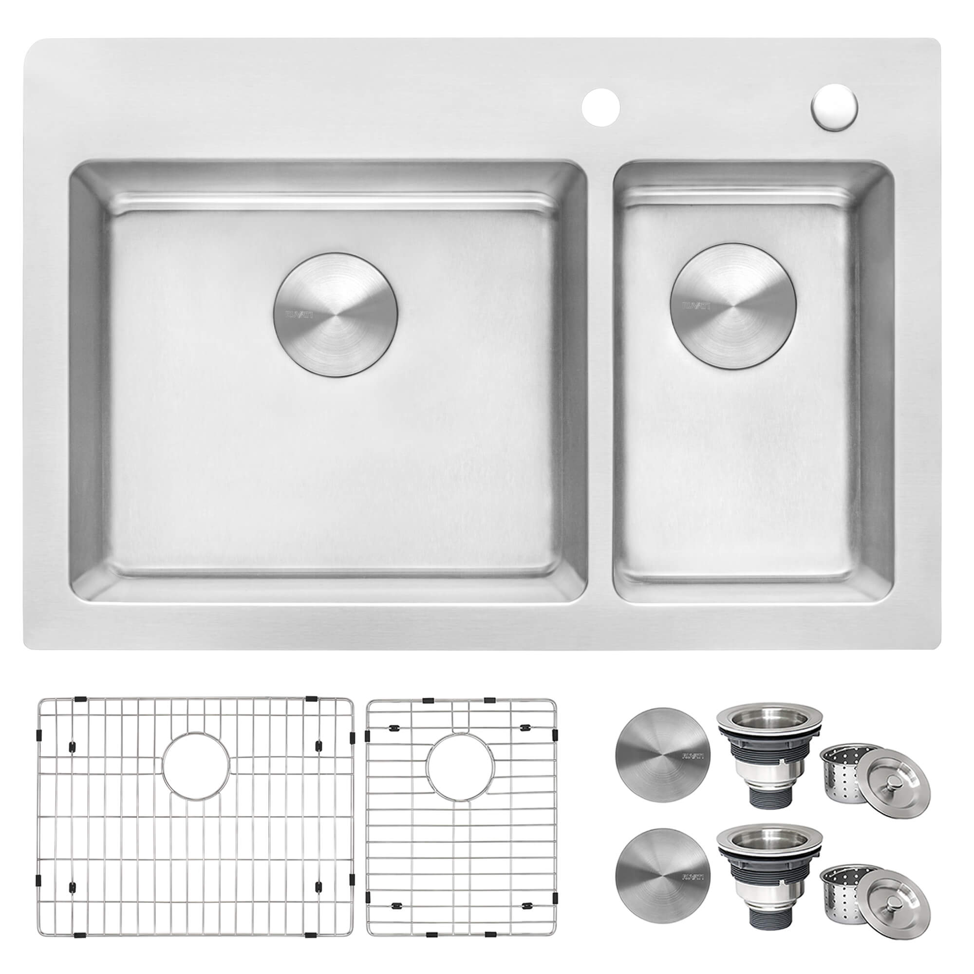 Alternative View of Ruvati Modena 33" Drop-in Topmount Stainless Steel Kitchen Sink, 70/30 Double Bowl, 16 Gauge, RVM5173