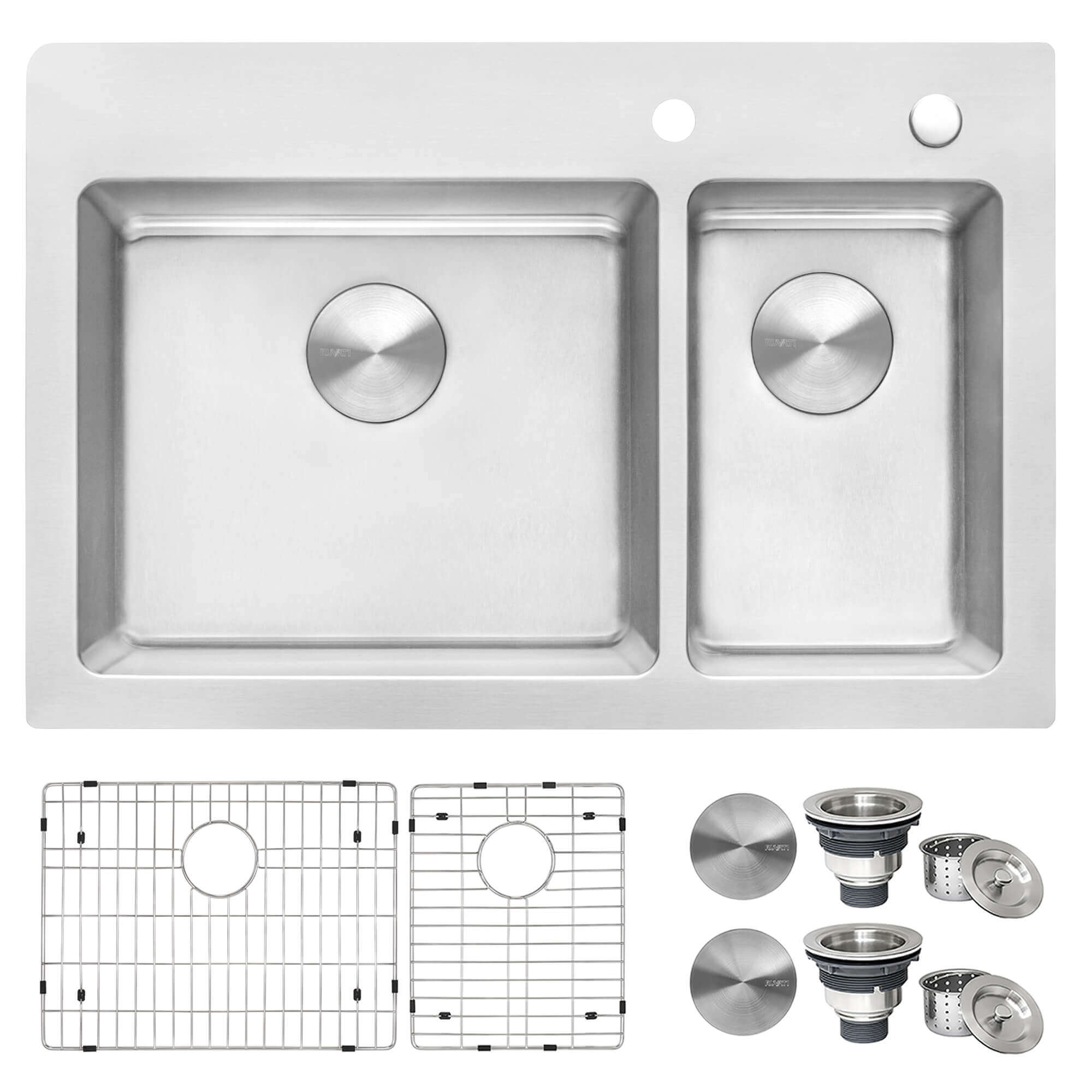 Alternate Image for Ruvati Modena 33" Drop-in Topmount Stainless Steel Kitchen Sink, 70/30 Double Bowl, 16 Gauge, RVM5173