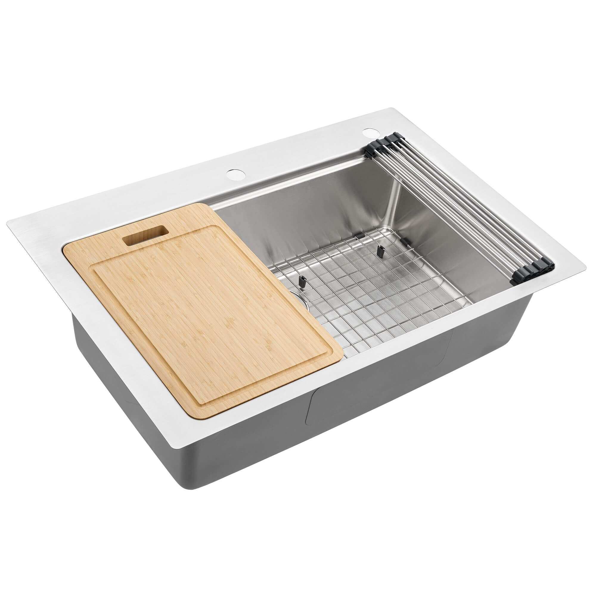 Ruvati Renaro 33" Drop In Stainless Steel Workstation Kitchen Sink, RVM5233 Product Image