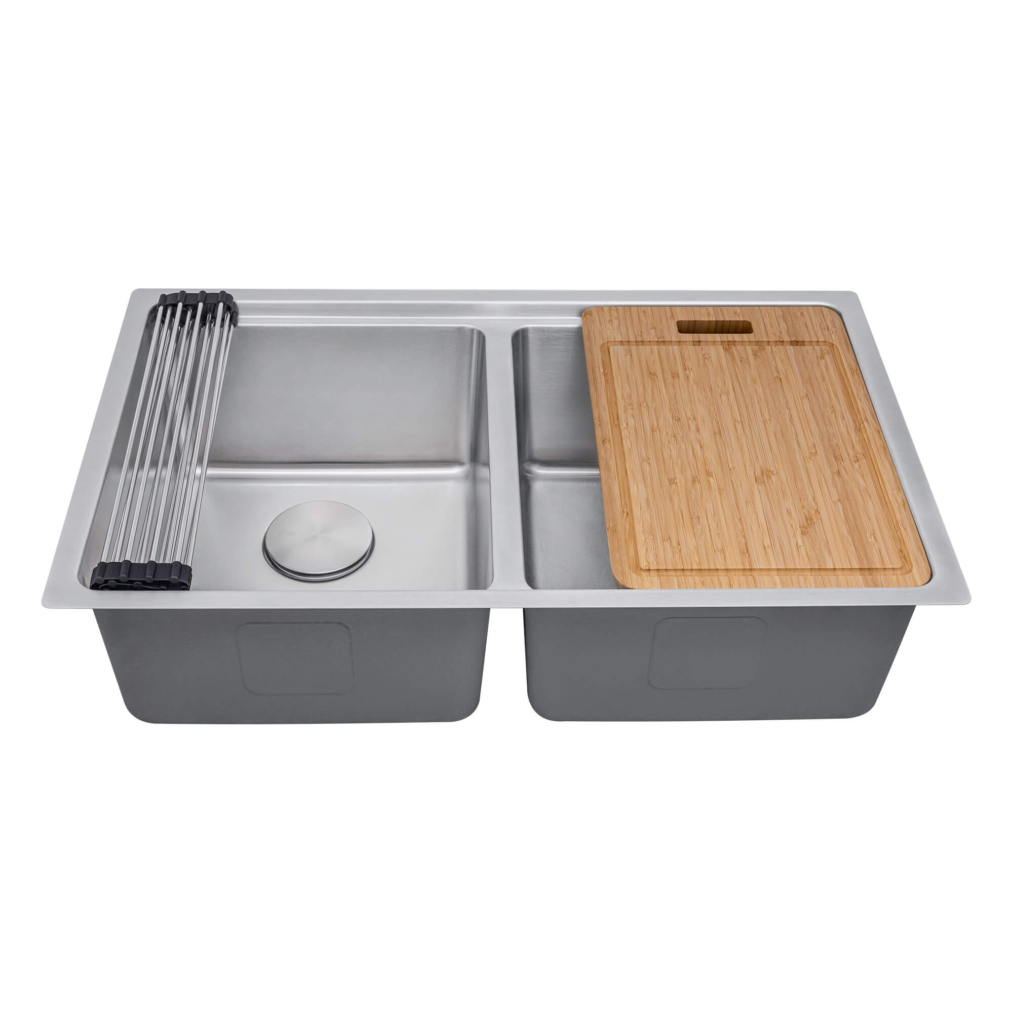 Ruvati Renaro 31" Undermount Stainless Steel Workstation Kitchen Sink, 50/50 Double Bowl, RVM5239 Product Image