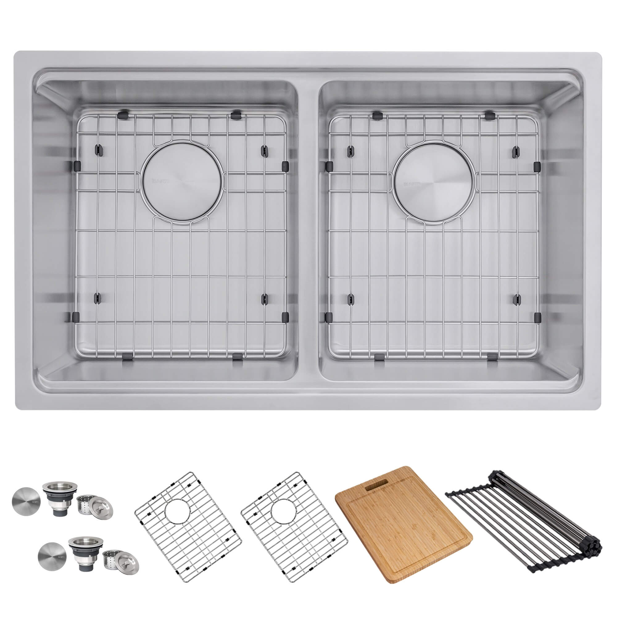Ruvati Renaro 31" Undermount Stainless Steel Workstation Kitchen Sink, 50/50 Double Bowl, RVM5239 Product Image