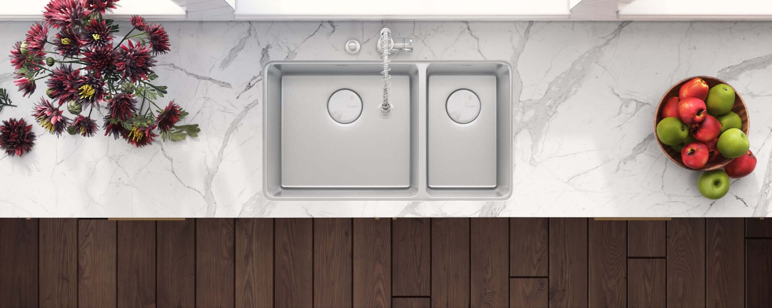 Alternate Image for Ruvati Modena 32" Undermount Stainless Steel Kitchen Sink, 70/30 Double Bowl, 16 Gauge, RVM5300