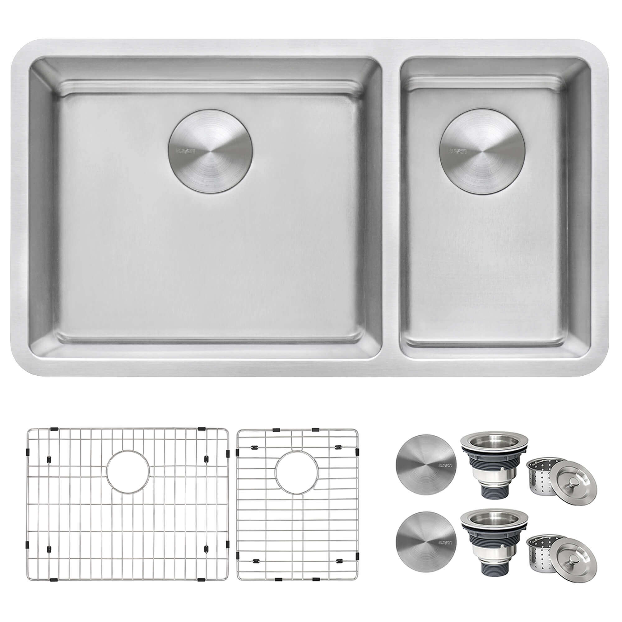 Alternate Image for Ruvati Modena 32" Undermount Stainless Steel Kitchen Sink, 70/30 Double Bowl, 16 Gauge, RVM5300