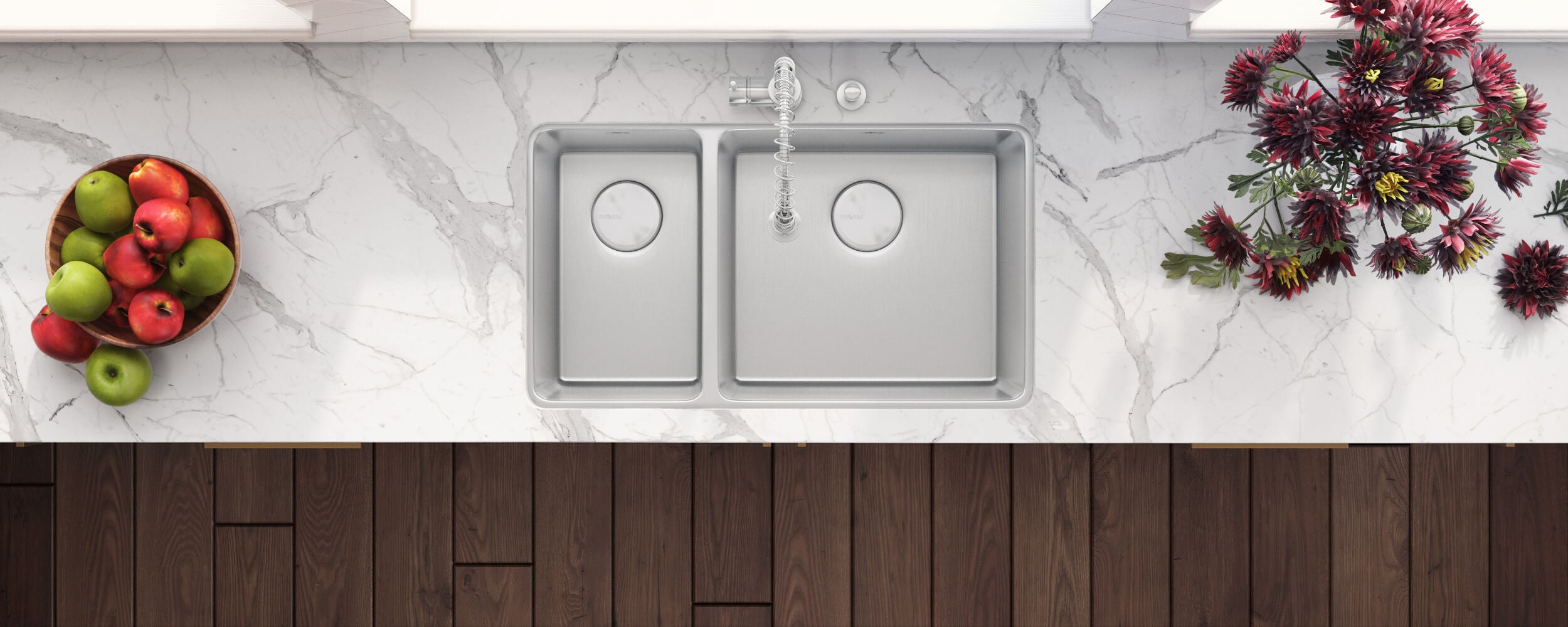 Alternate Image for Ruvati Modena 32" Undermount Stainless Steel Kitchen Sink, 30/70 Double Bowl, 16 Gauge, RVM5307