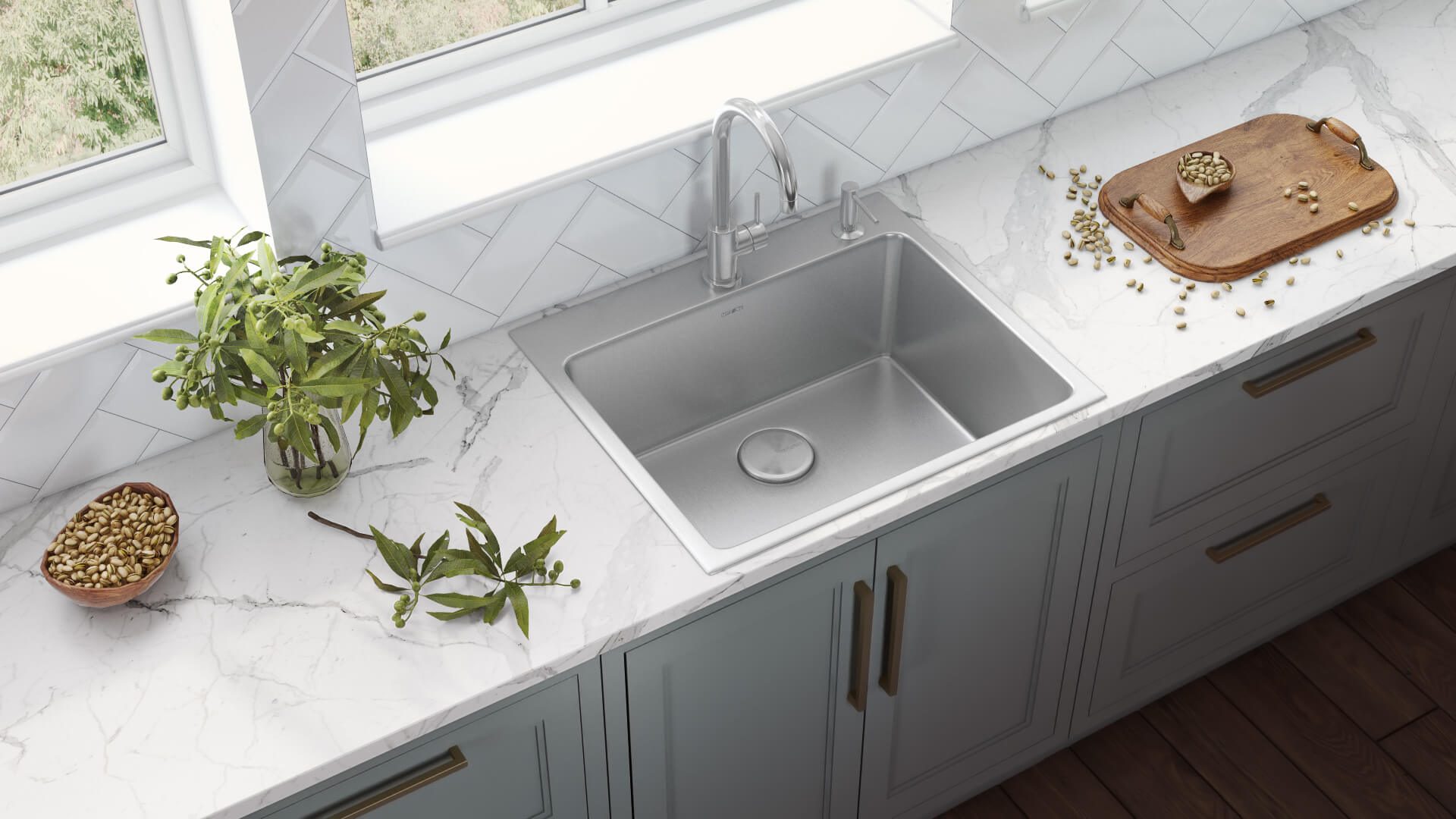Alternate Image for Ruvati Modena 23" Drop-in Topmount Stainless Steel Kitchen Sink, 16 Gauge, RVM5923