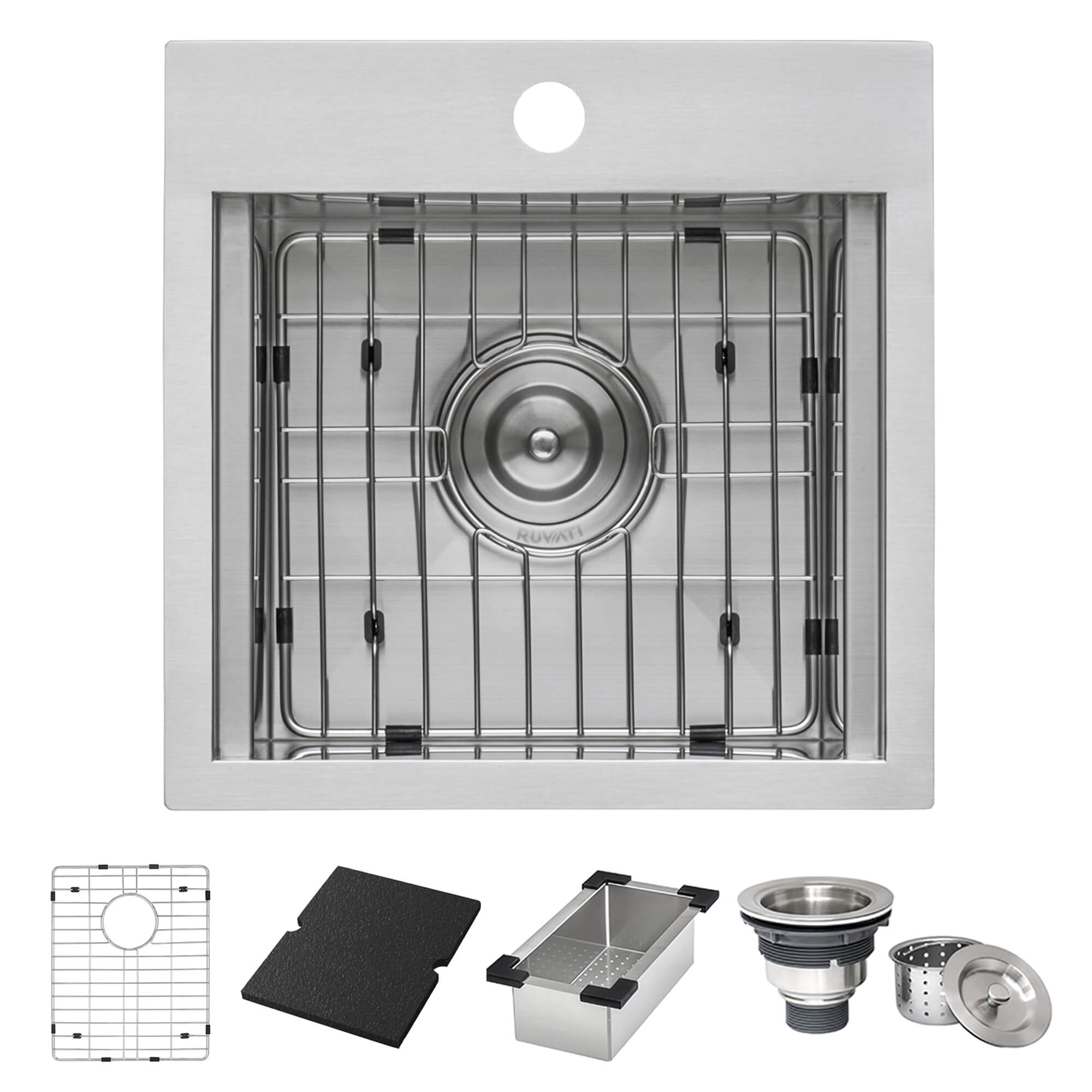 Alternate Image for Ruvati 15 x 15 inch Marine Grade T-316 Workstation Topmount RV Boat Outdoor Sink Stainless Steel, RVQ5215