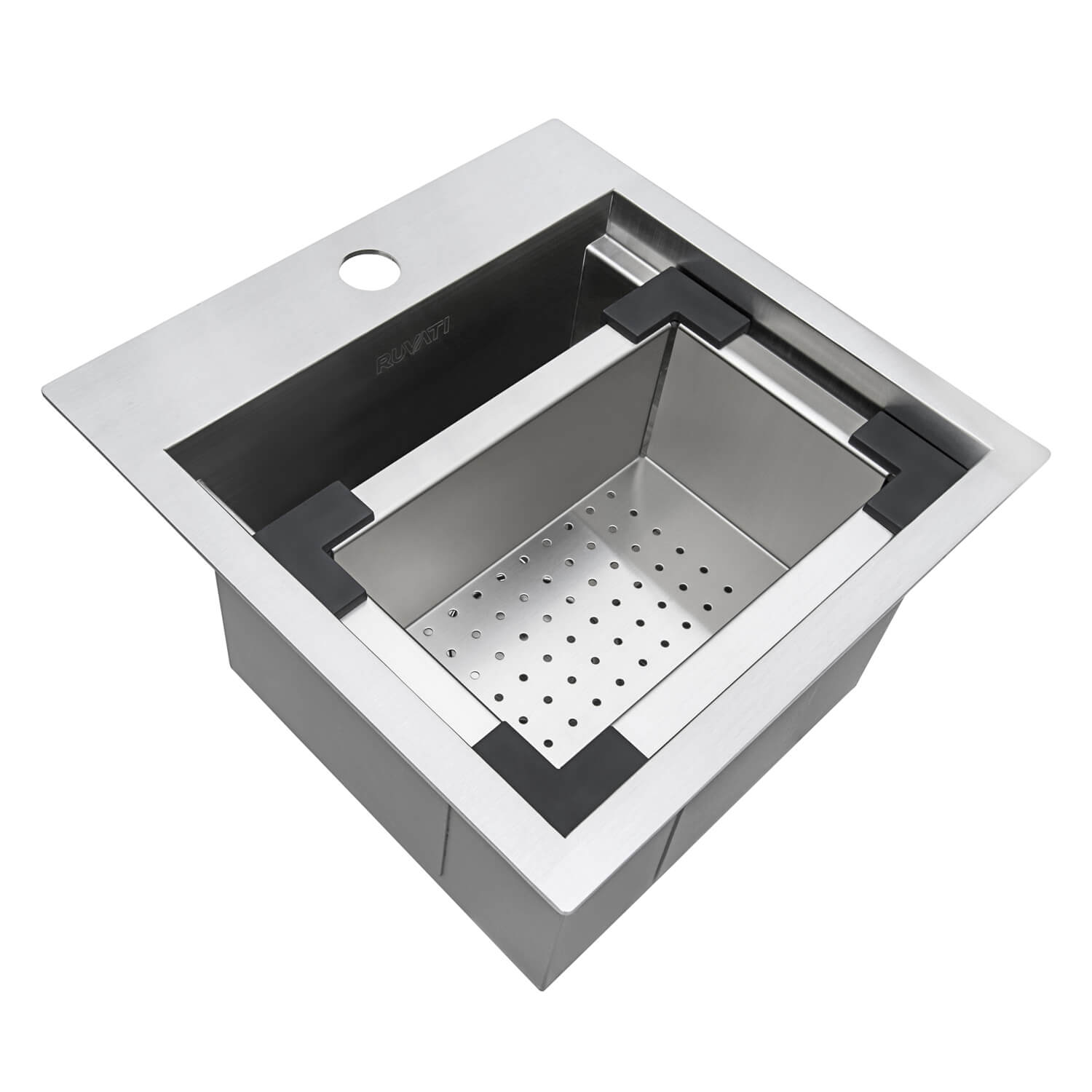 Alternate Image for Ruvati 15 x 15 inch Marine Grade T-316 Workstation Topmount RV Boat Outdoor Sink Stainless Steel, RVQ5215