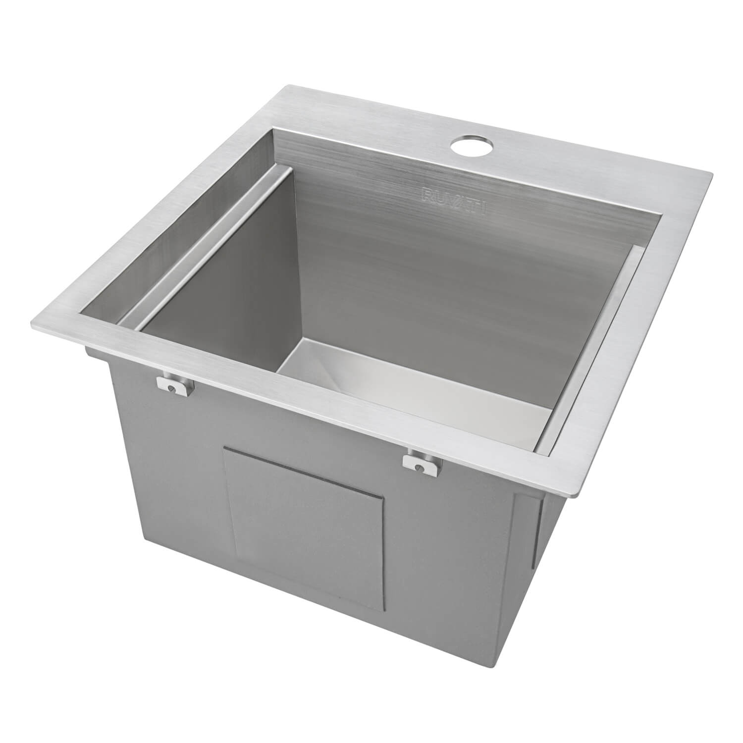 Alternate Image for Ruvati 15 x 15 inch Marine Grade T-316 Workstation Topmount RV Boat Outdoor Sink Stainless Steel, RVQ5215