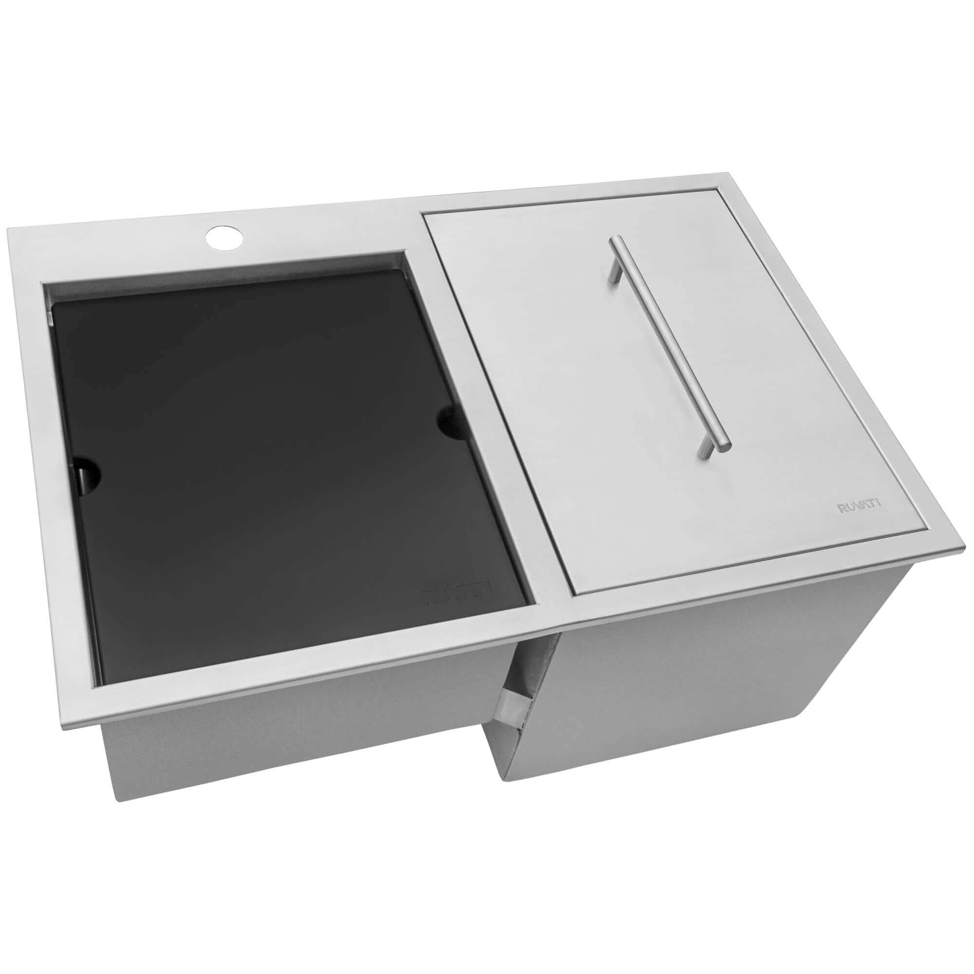 Alternate Image for Ruvati Insulated Ice Chest and Outdoor Sink 29 x 20 inch BBQ Workstation Topmount T-316 Stainless Steel, RVQ6290