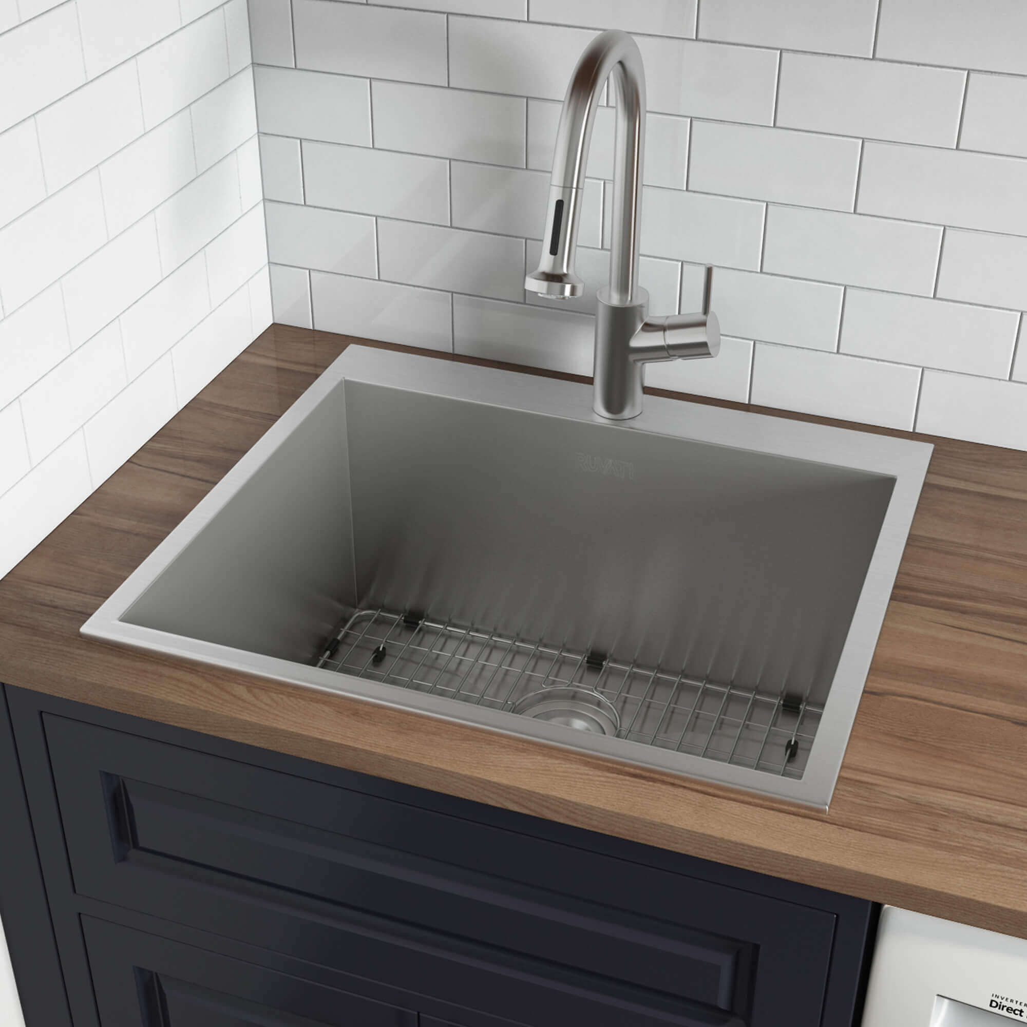 Alternate Image for Ruvati Topmount Laundry Utility Sink 25" x 22" x 12" Deep 16 Gauge Stainless Steel, RVU6010