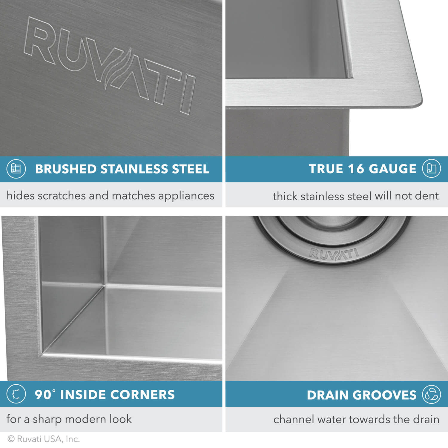 Alternate Image for Ruvati 23" x 18" x 12" Deep Laundry Utility Sink Undermount 16 Gauge Stainless Steel, RVU6100
