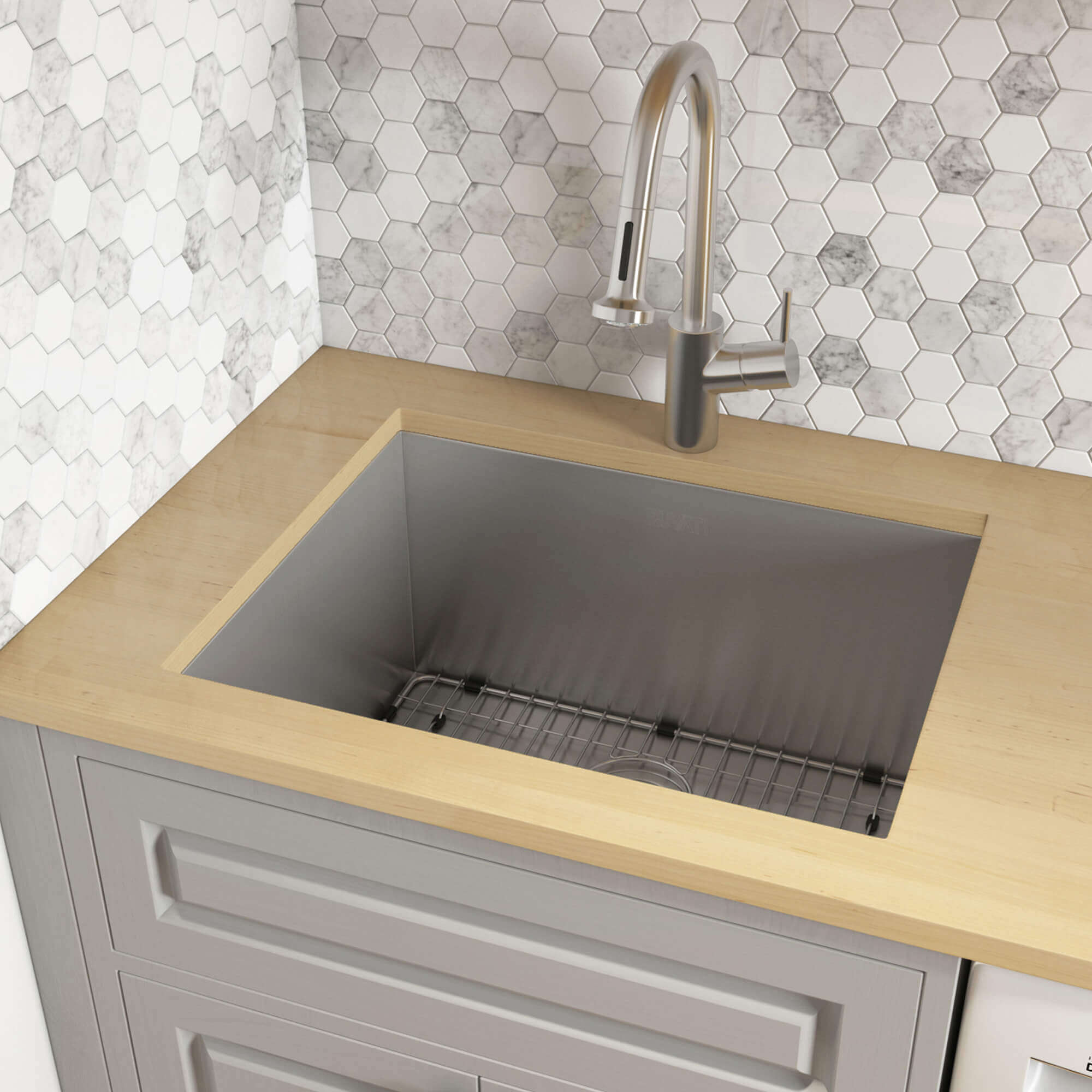 Alternate Image for Ruvati 21" x 18" x 12" Deep Laundry Utility Sink Undermount 16 Gauge Stainless Steel, RVU6121