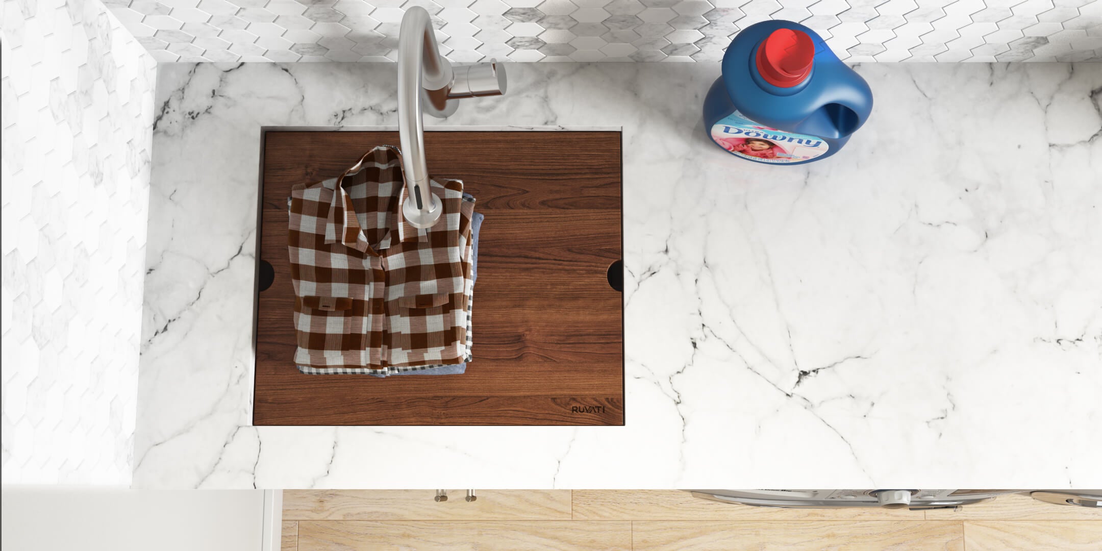 Alternate Image for Ruvati Alto 23" x 19" x 13" Deep Laundry Utility Workstation Sink Undermount 16 Gauge, Stainless Steel, 16, RVU6320