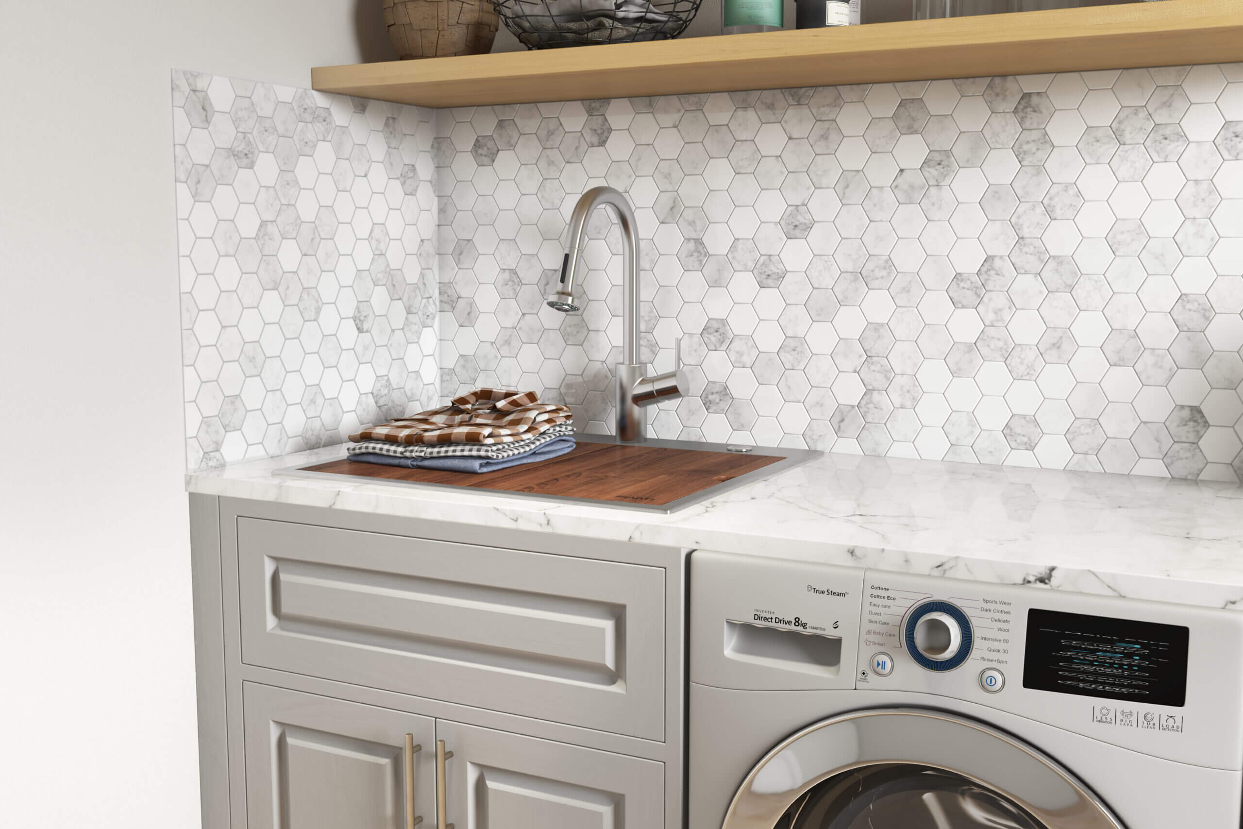 Alternate Image for Ruvati 25 x 22 x 12 inch Drop-in Topmount Laundry Utility Workstation Sink 16 Gauge Stainless Steel, RVU6425