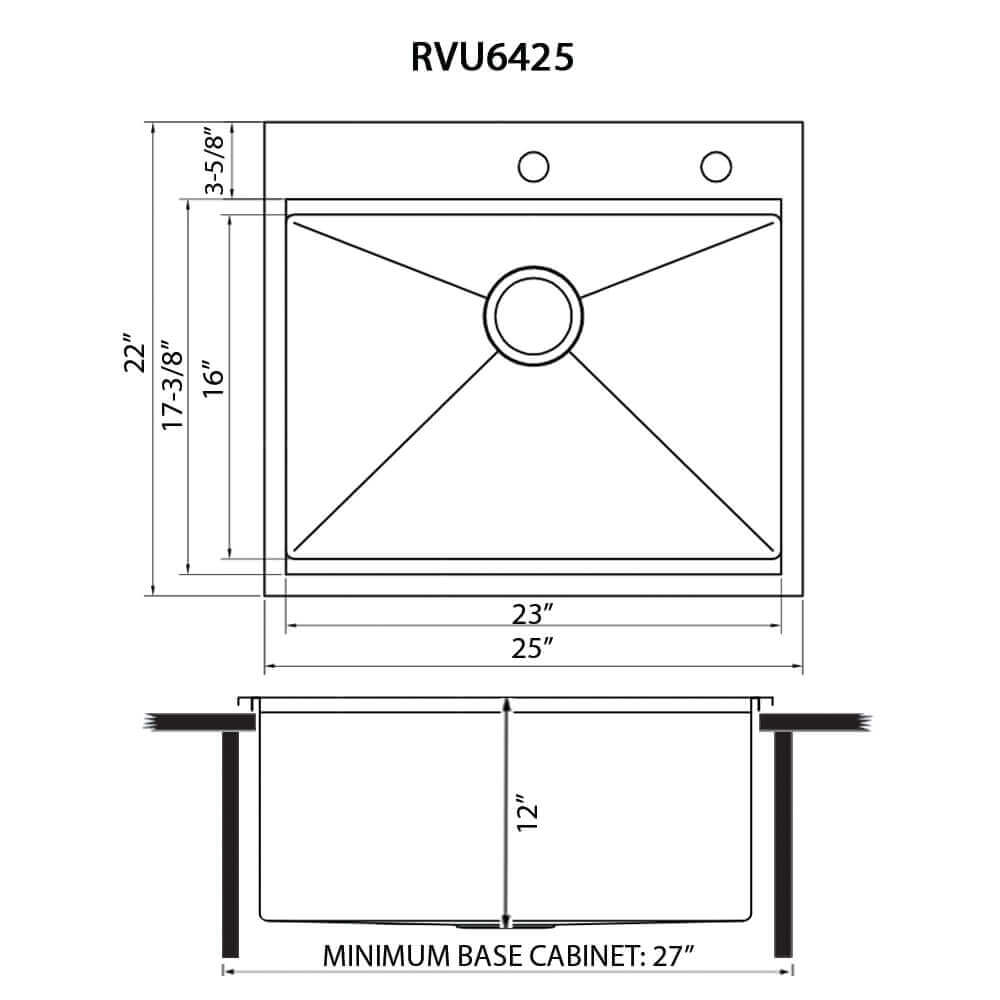 Alternate Image for Ruvati 25 x 22 x 12 inch Drop-in Topmount Laundry Utility Workstation Sink 16 Gauge Stainless Steel, RVU6425