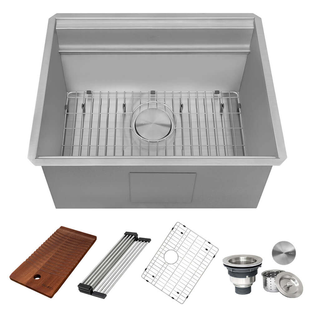 Alternate Image for Ruvati Alto 23 x 19 x 12 inch Deep Laundry Workstation Sink with Washboard Undermount Stainless Steel, 16, RVU6525