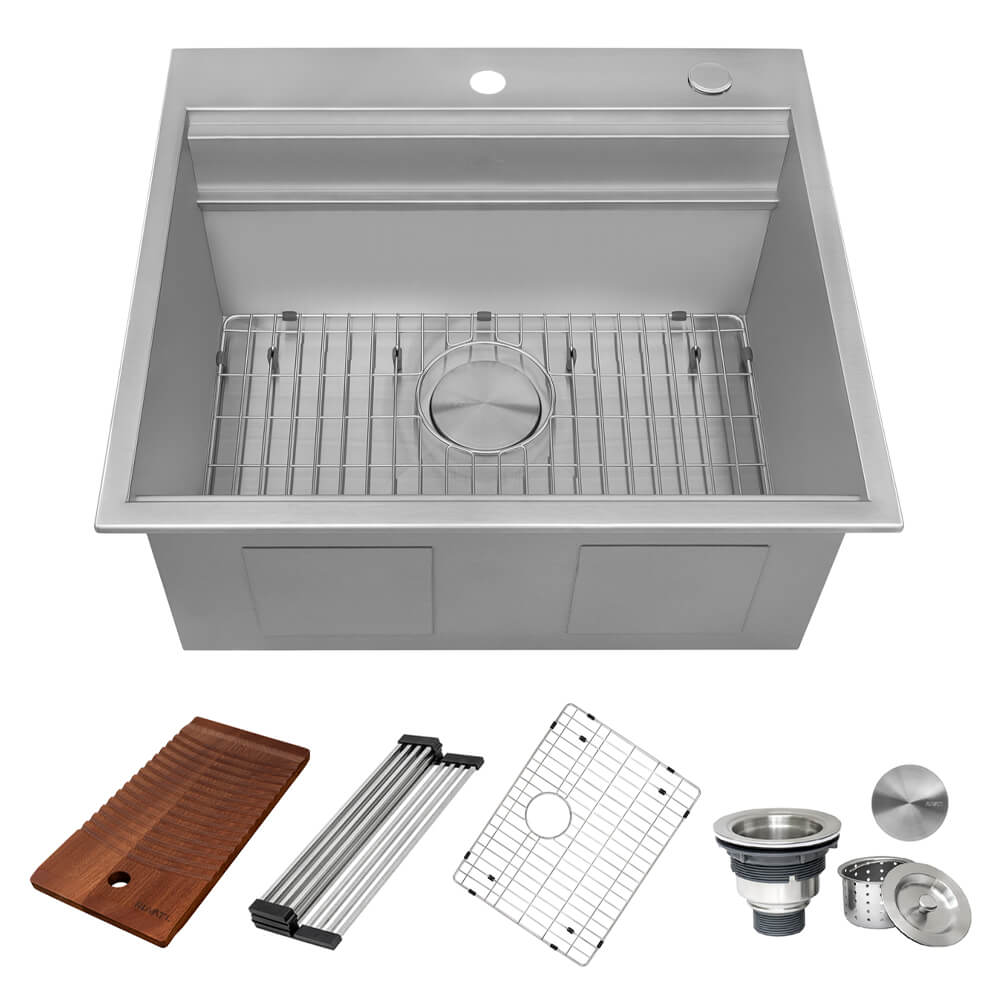 Alternative View of Ruvati Alto 25 x 22 x 12 inch Deep Laundry Workstation Sink with Washboard Topmount Stainless Steel, 16, RVU6553