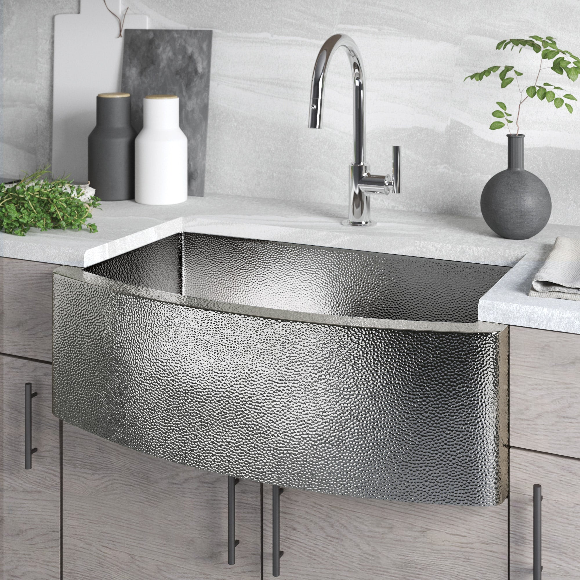 Native Trails Rhapsody 33" Copper Farmhouse Sink, Polished Nickel, CPK895