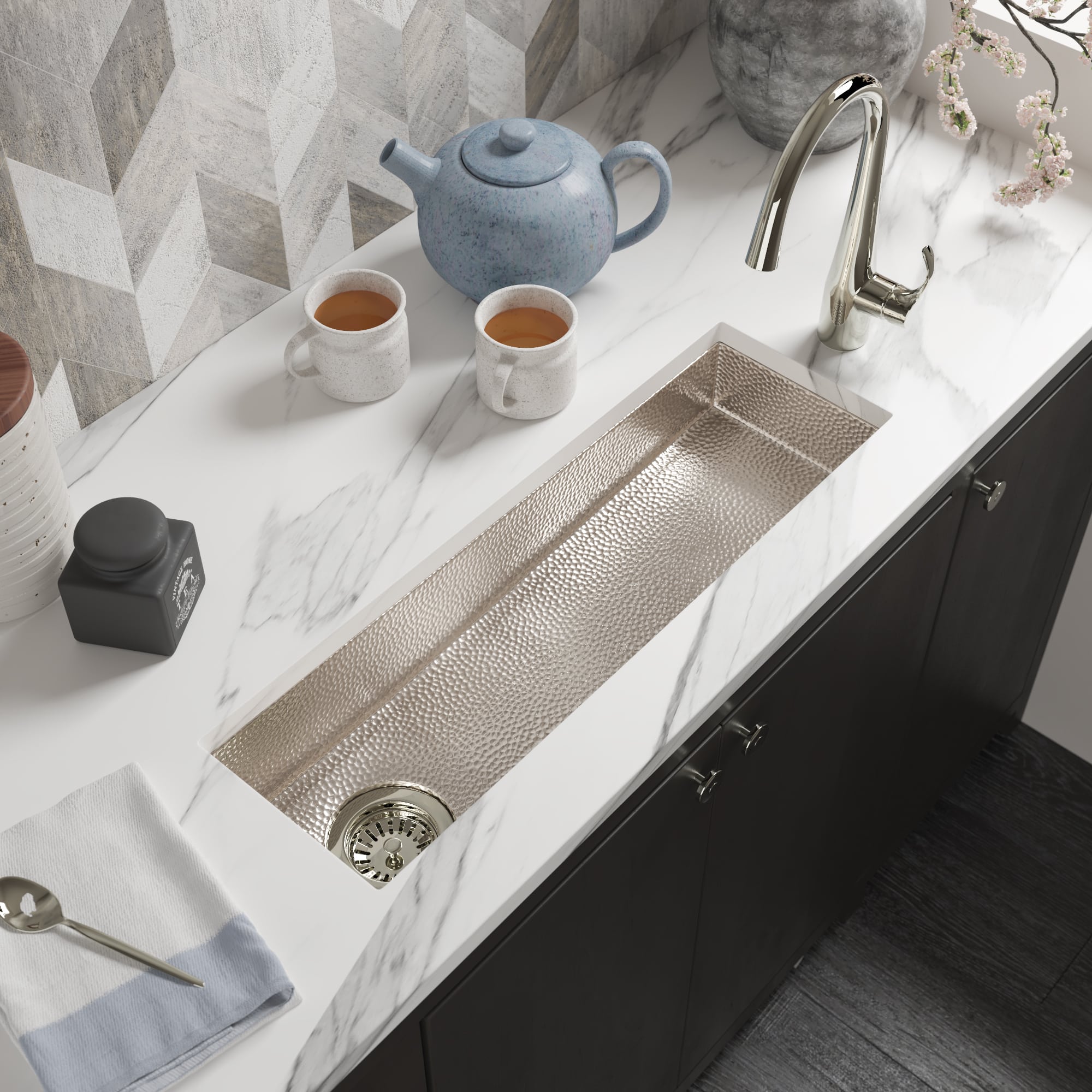 Native Trails Rio Chico 30" Rectangle Nickel Bar/Prep Sink, Polished Nickel, CPS810