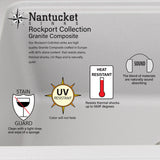 Nantucket Sinks Rockport 30" Granite Composite Workstation Farmhouse Sink with Accessories, White, PR3020-APS-W