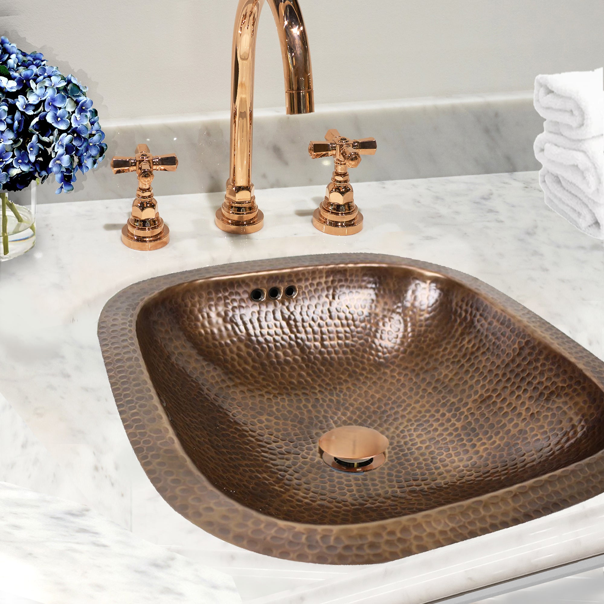 Alternate Image for Nantucket Sinks Brightwork Home 16" Copper Bathroom Sink, Light Copper, SQRC-OF