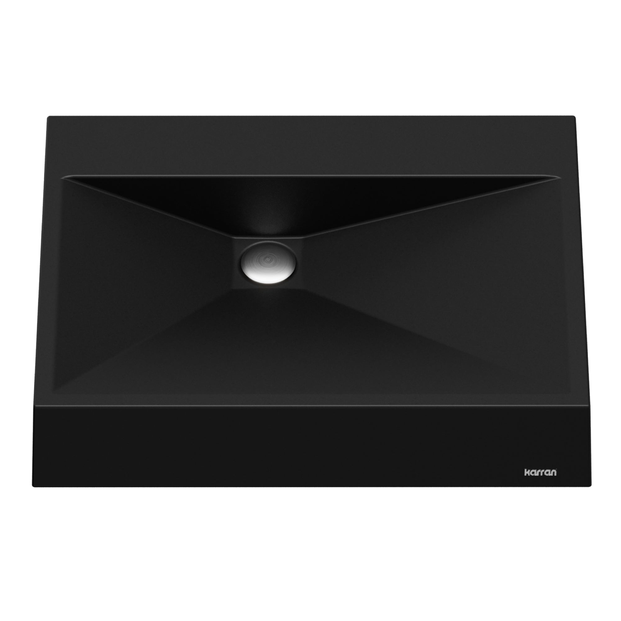 Karran Sternhagen Envy 24.25" x 17.5" Rectangular Vessel Quartz Composite ADA Bathroom Sink, Black, SQS100BL