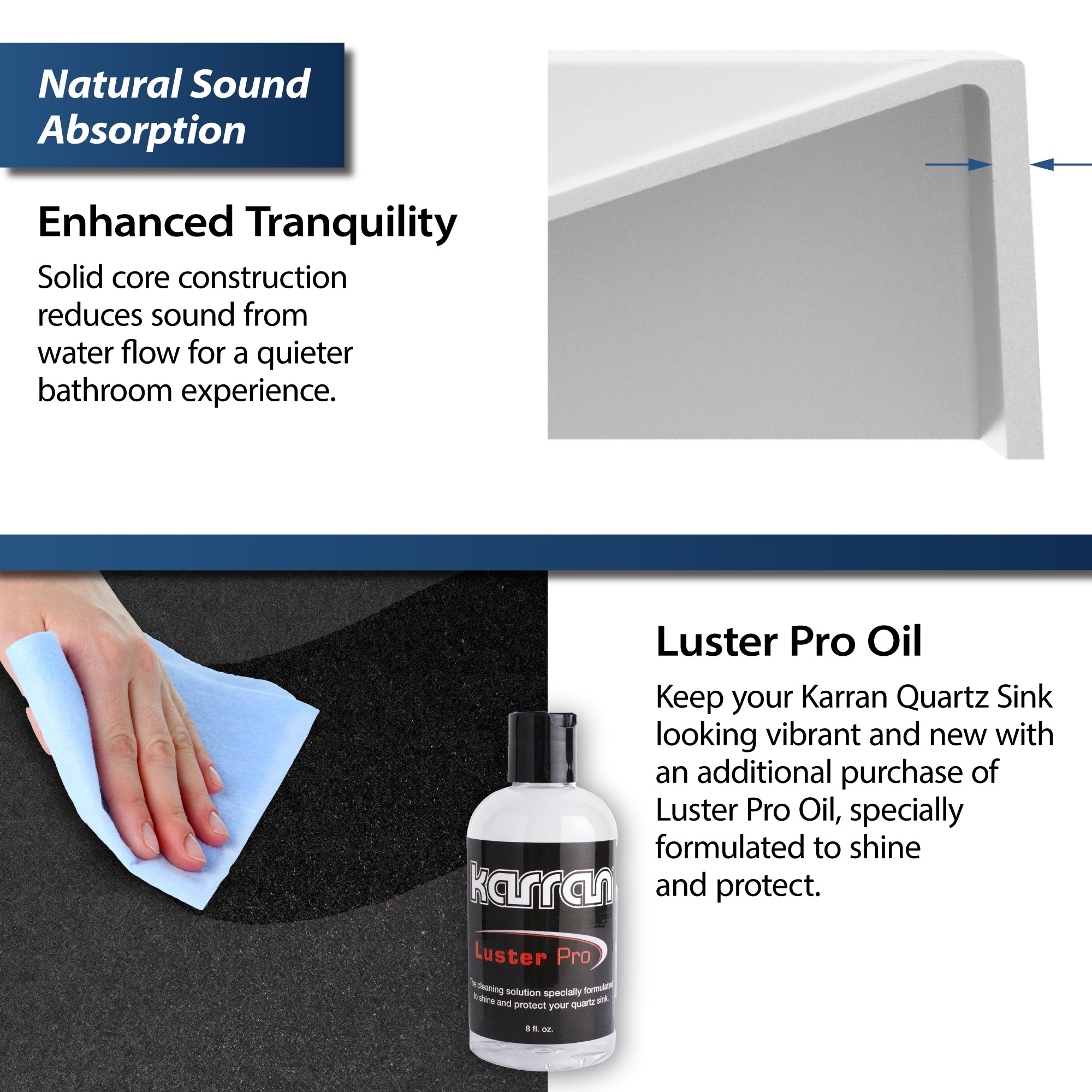 Alternate Image for Karran Sternhagen Envy 24.25" x 17.5" Rectangular Vessel Quartz Composite ADA Bathroom Sink, Black, SQS100BL